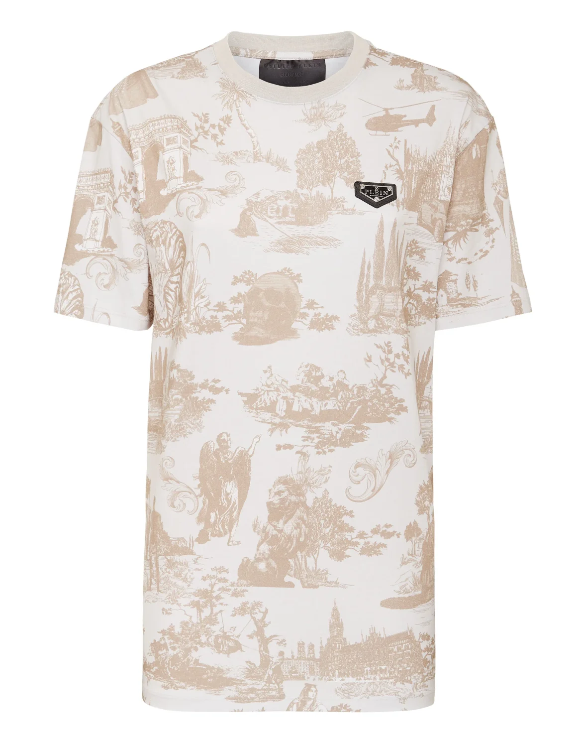 T-shirt Round Neck SS Crystal Chain En PLEIN air, цвет: Бежевый