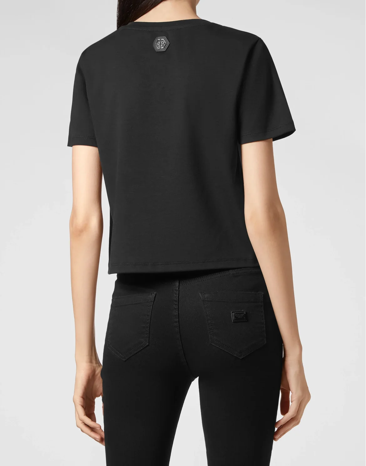 T-shirt Round Neck SS Crop Iconic Plein, цвет: Черный