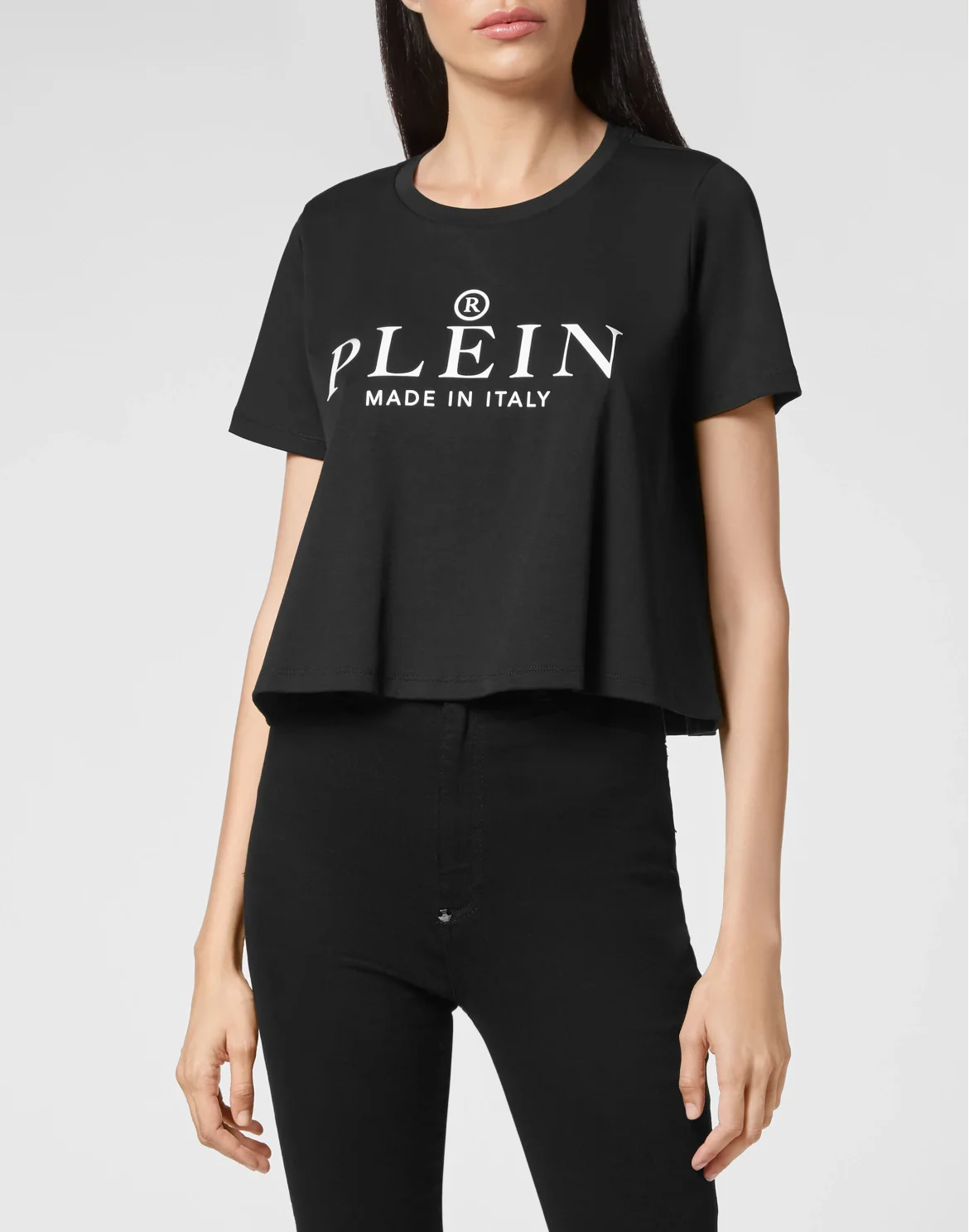 T-shirt Round Neck SS Crop Iconic Plein, цвет: Черный