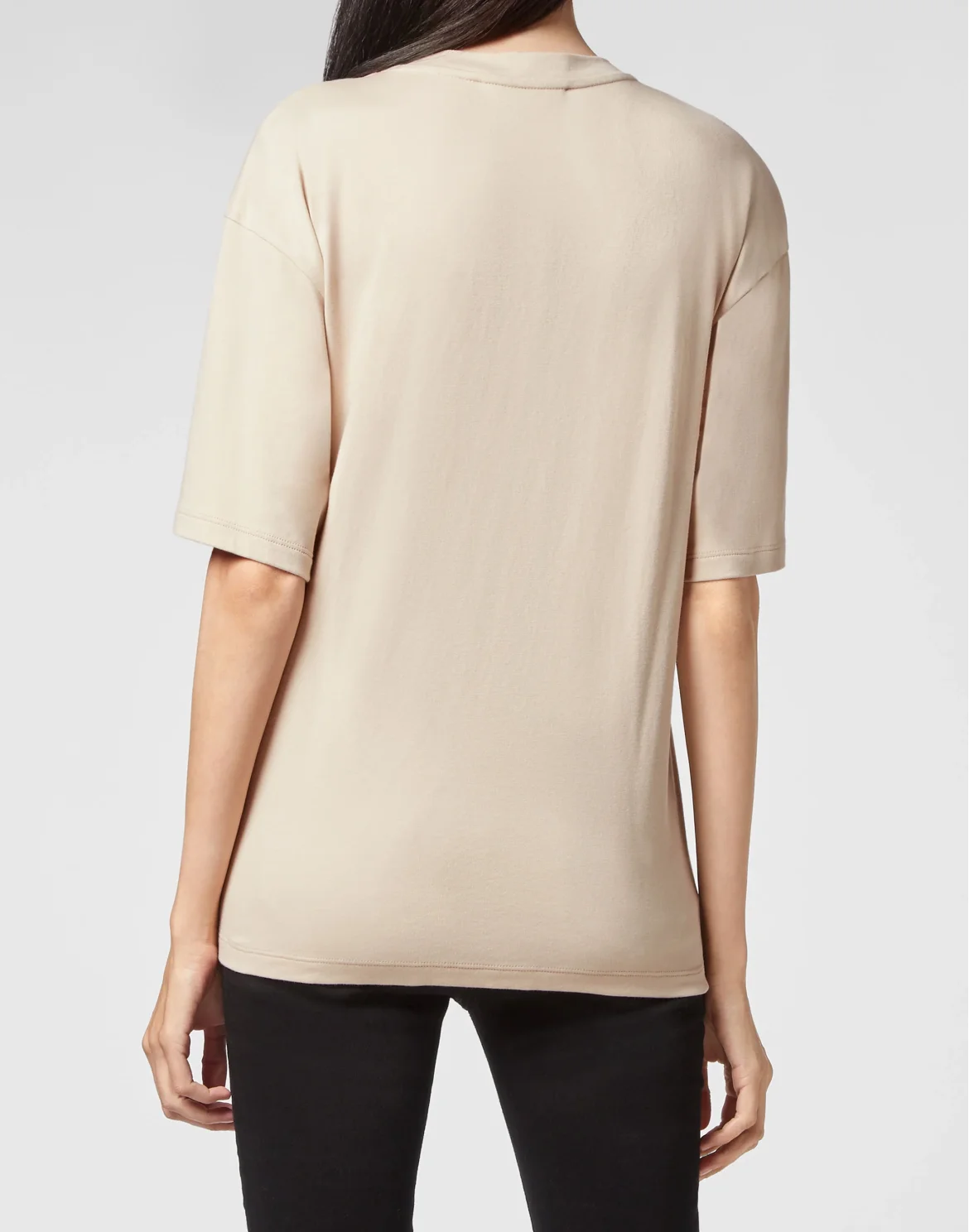 T-shirt Round Neck SS Crystal Chain, цвет: Бежевый