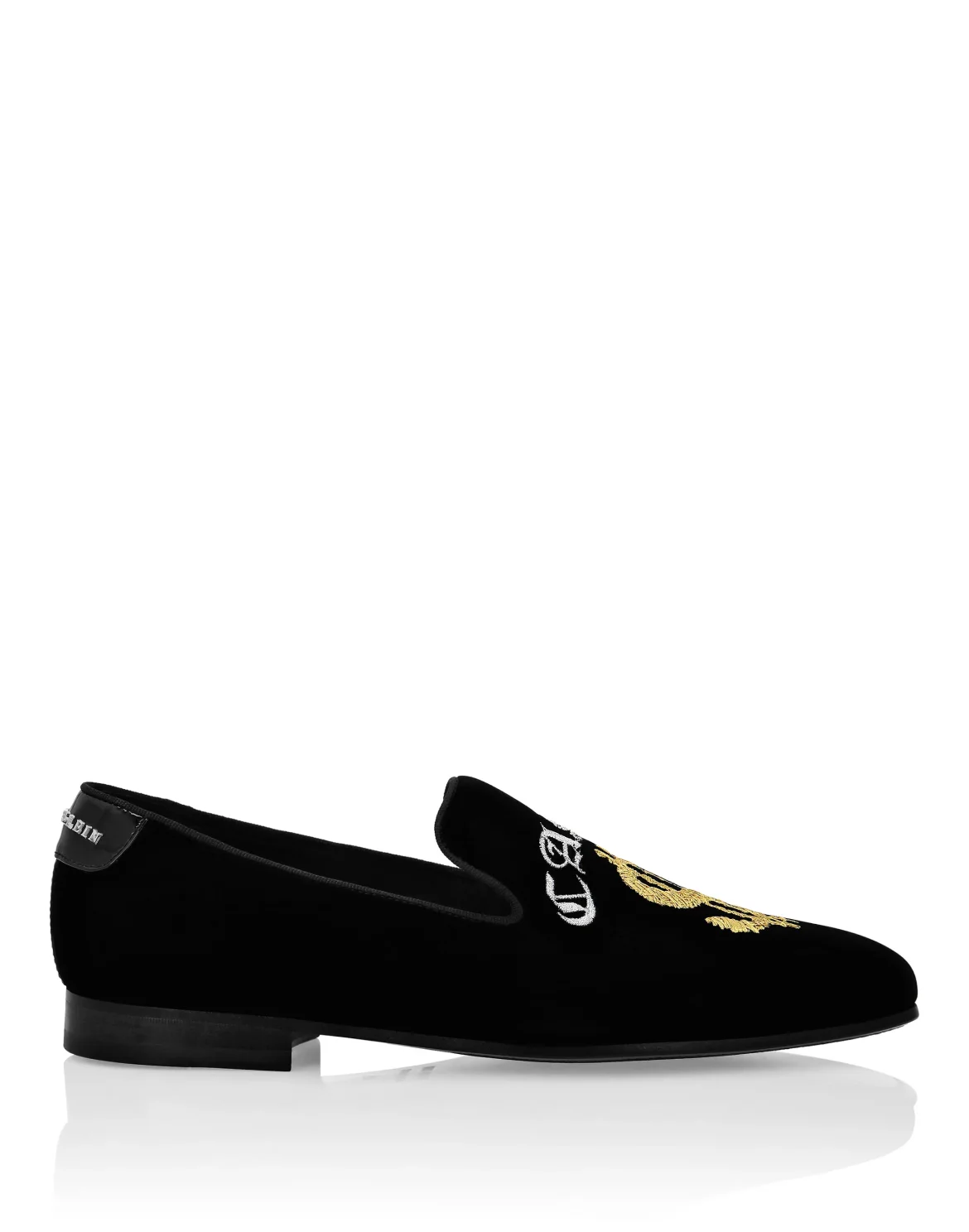 Velvet Loafers Embroidery Money, цвет: Черный