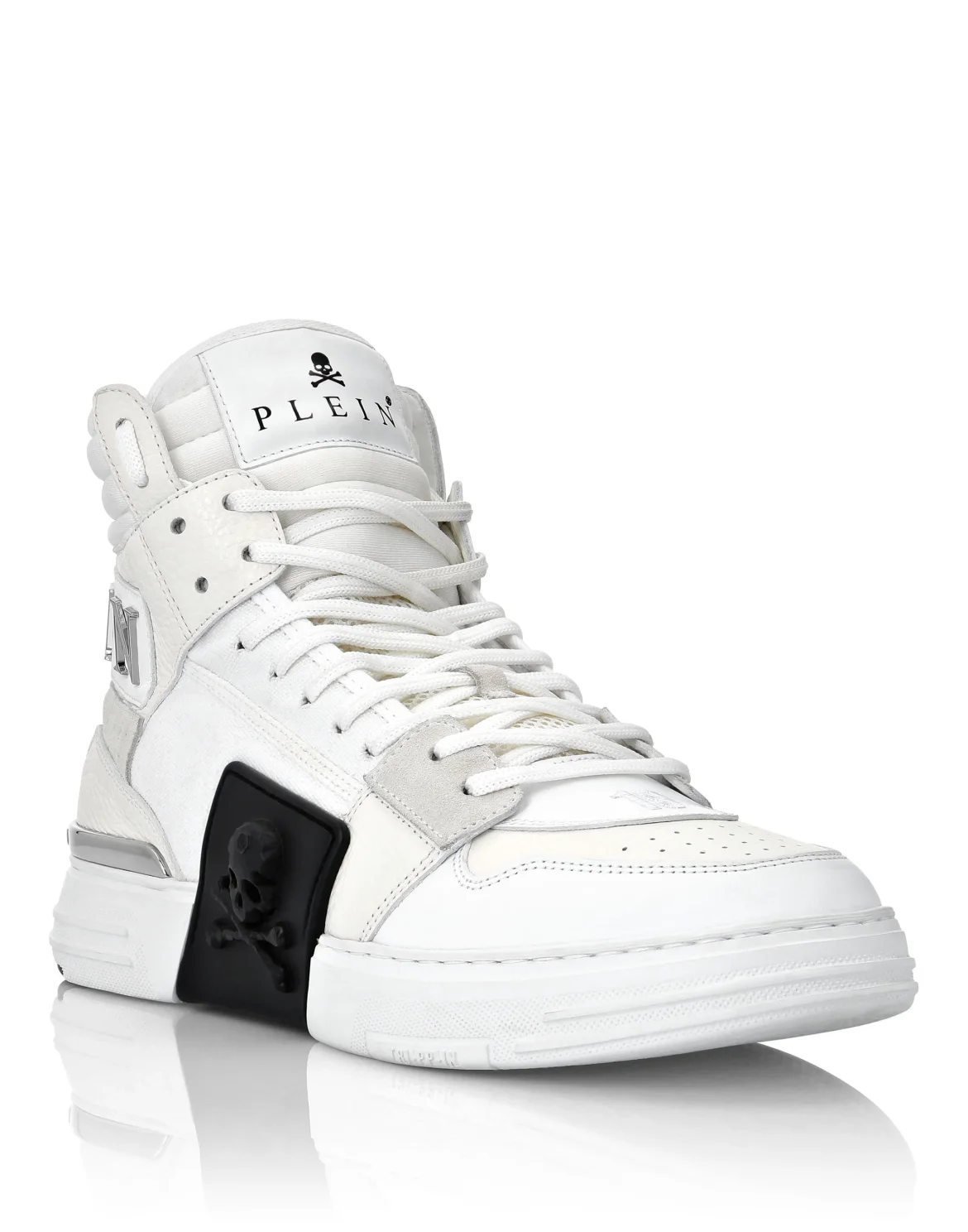 PHANTOM KICK$ Hi-Top Mixed Materials Skull, цвет: Белый