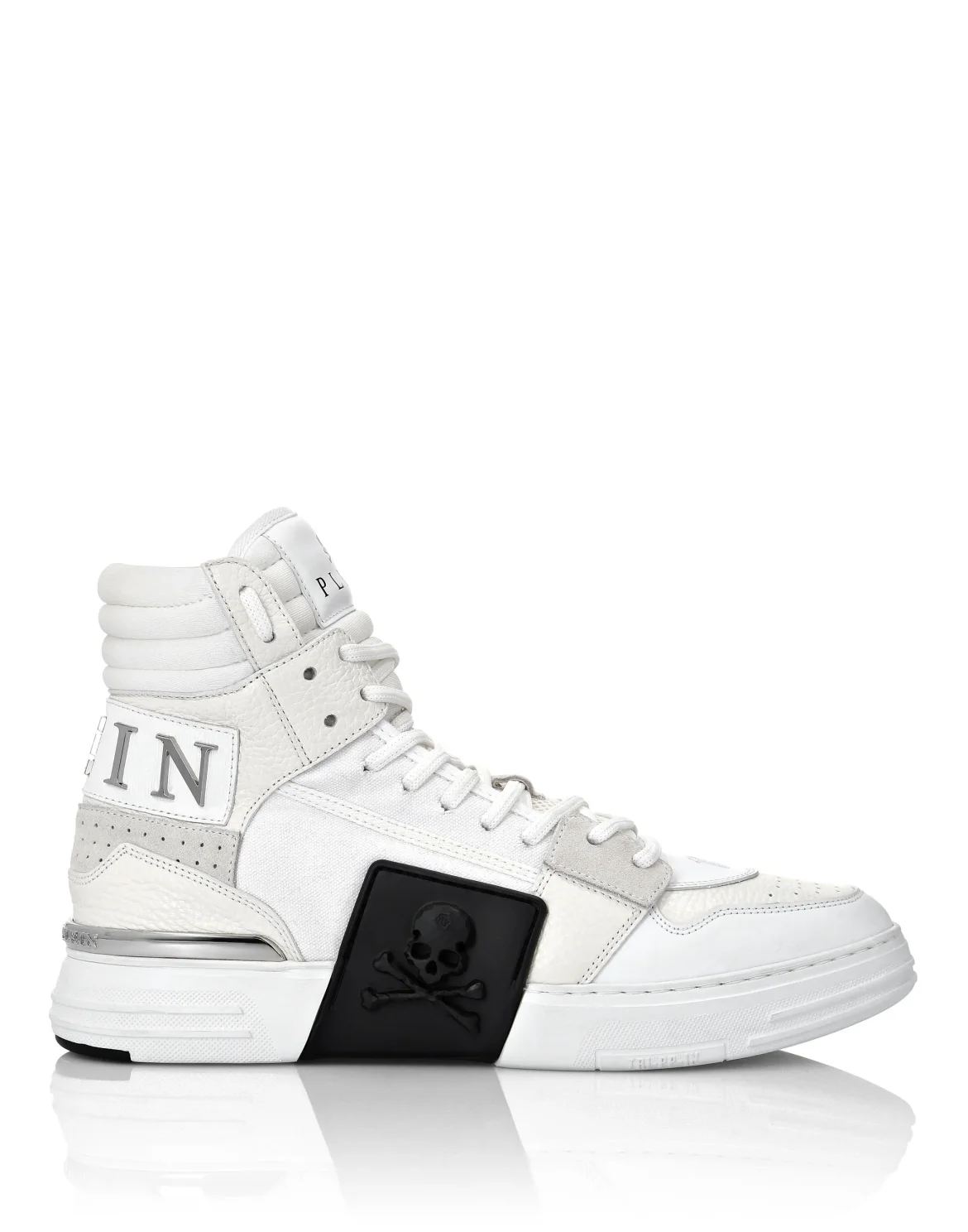 PHANTOM KICK$ Hi-Top Mixed Materials Skull, цвет: Белый