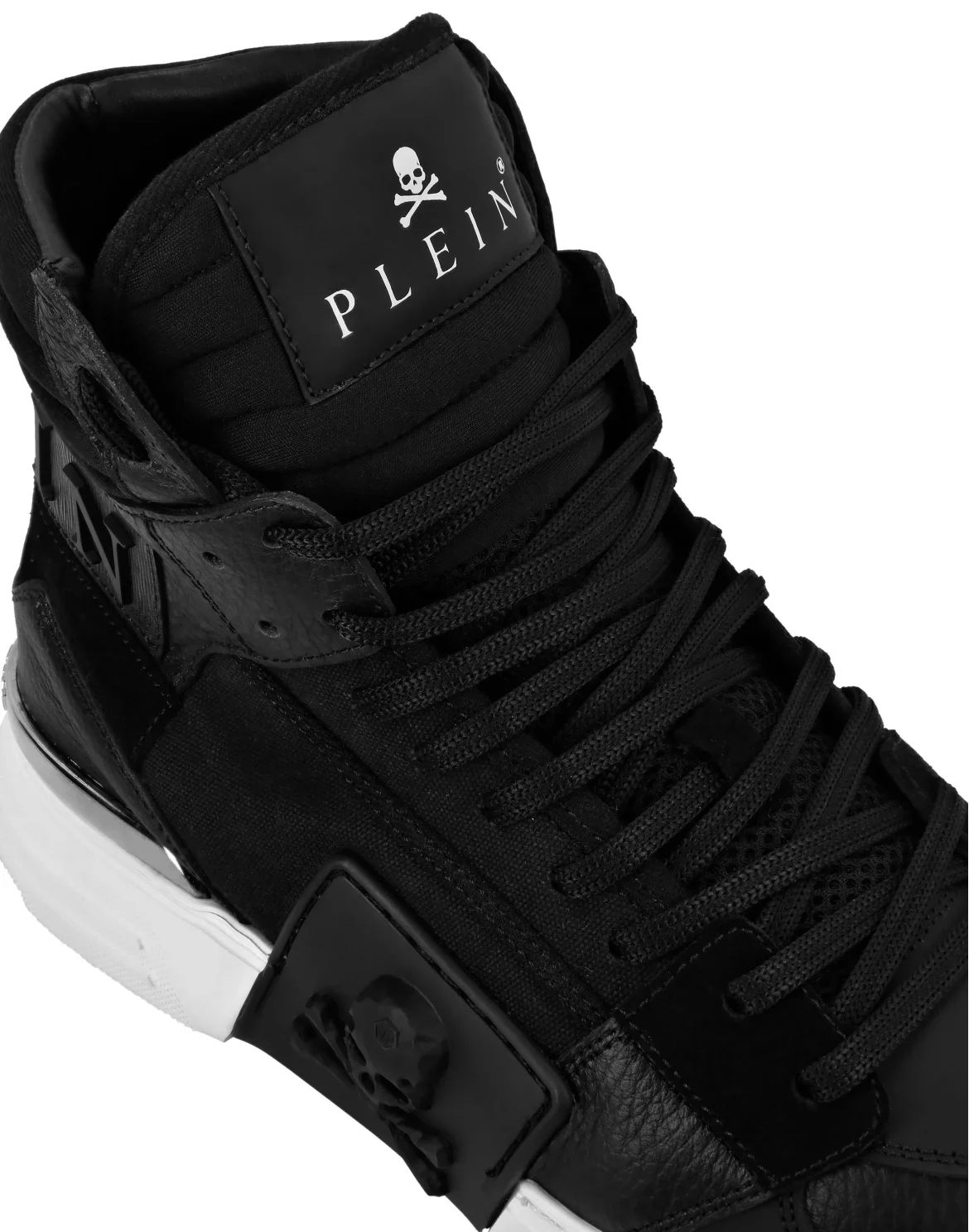 PHANTOM KICK$ Hi-Top Mixed Materials Skull, цвет: Черный