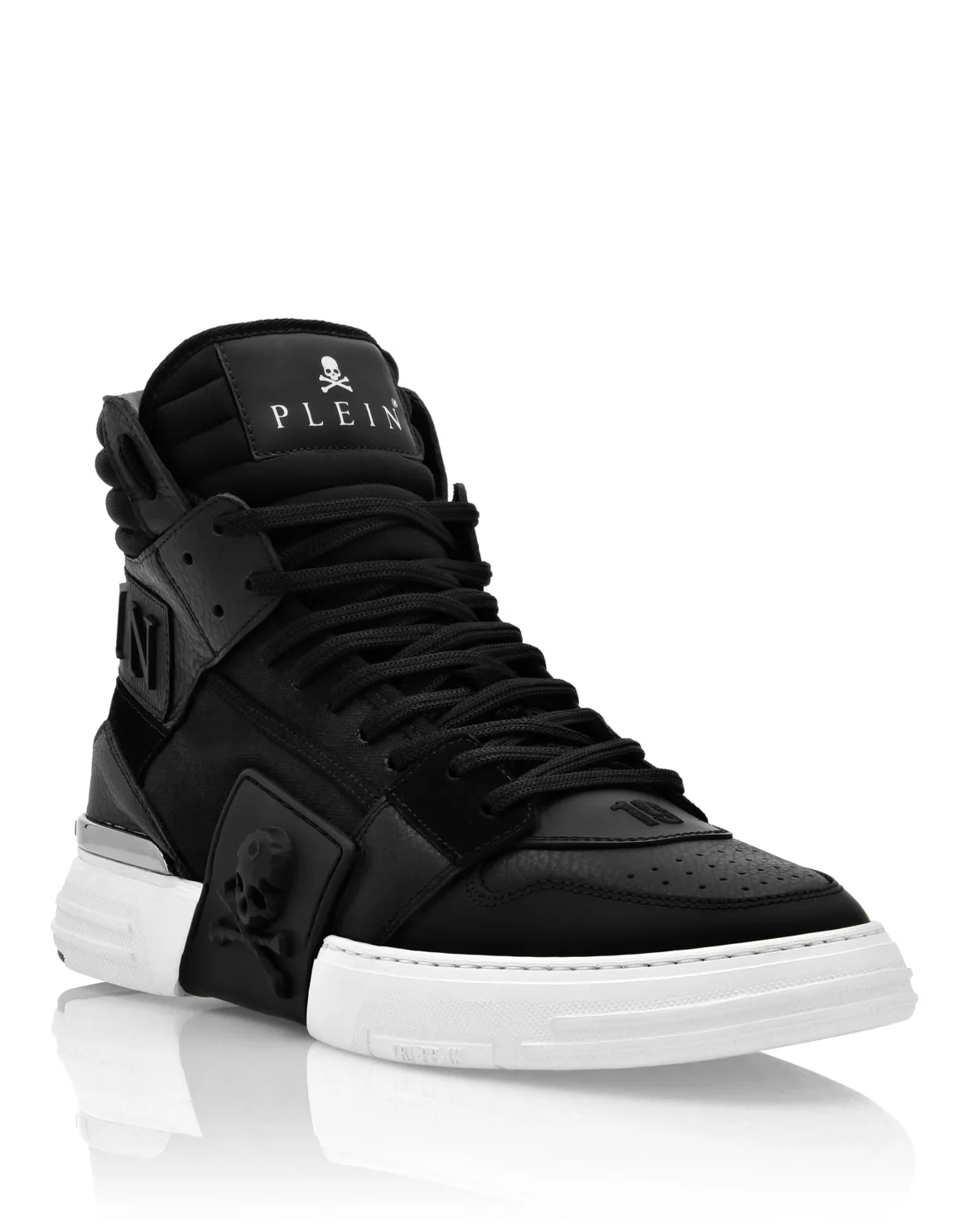 PHANTOM KICK$ Hi-Top Mixed Materials Skull, цвет: Черный