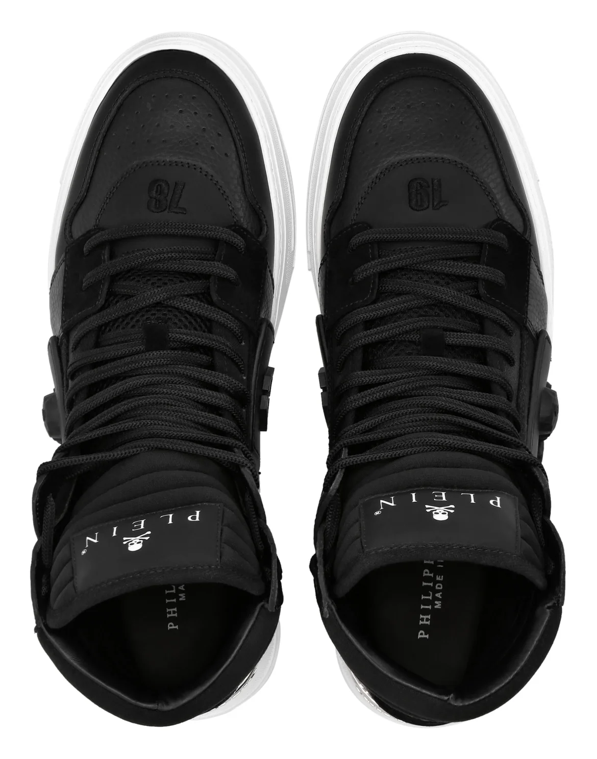 PHANTOM KICK$ Hi-Top Mixed Materials Skull, цвет: Черный