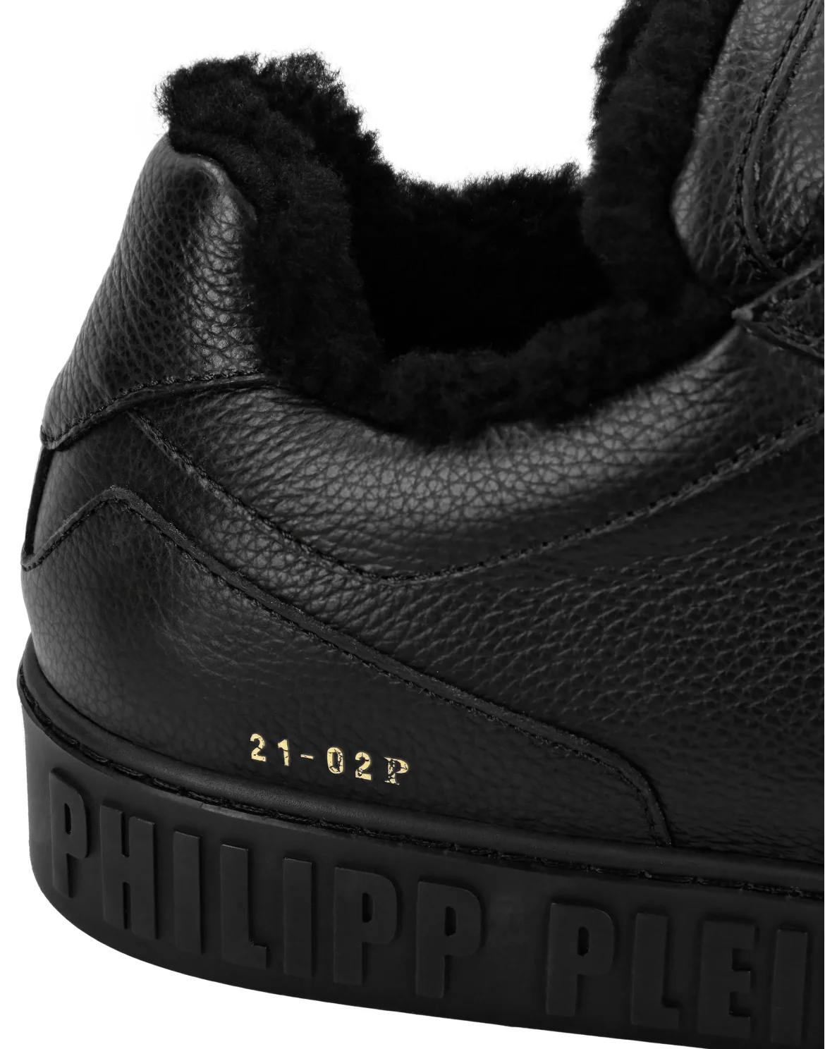 Leather Lo-Top Sneakers Shearling lining King Power, цвет: Черный