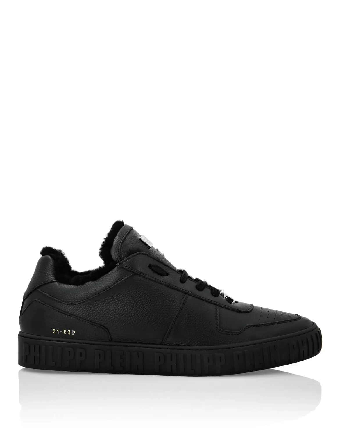 Leather Lo-Top Sneakers Shearling lining King Power, цвет: Черный