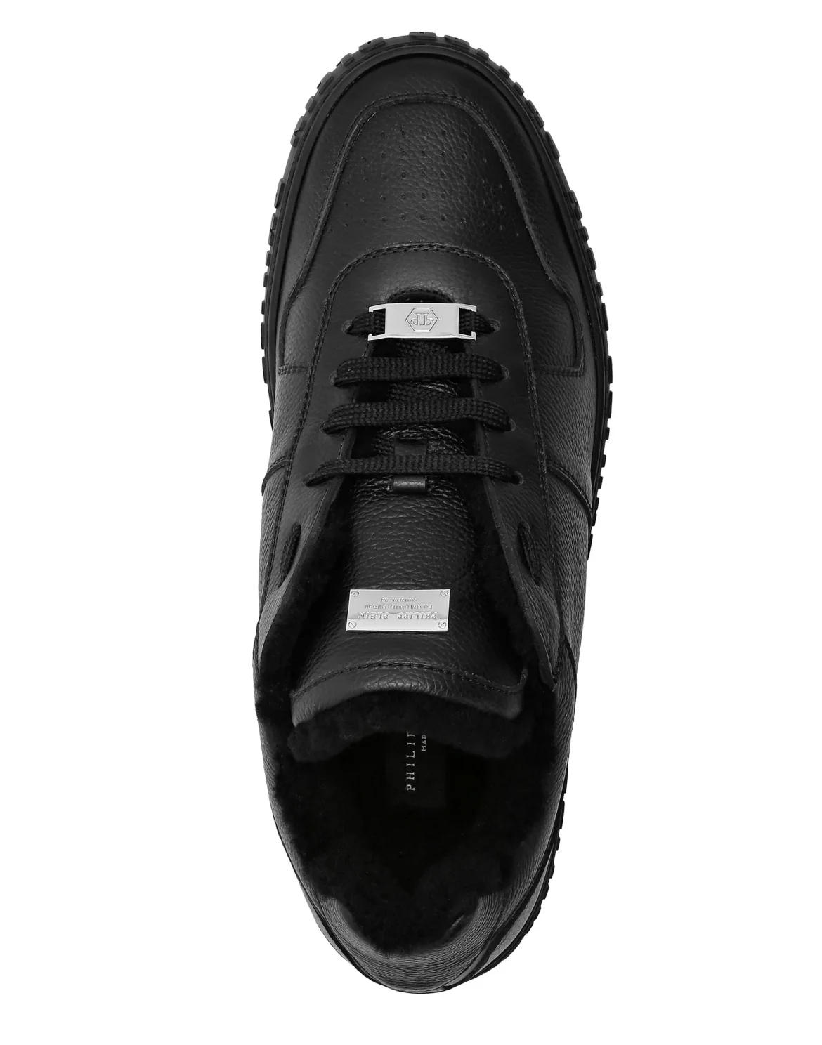 Leather Lo-Top Sneakers Shearling lining King Power, цвет: Черный