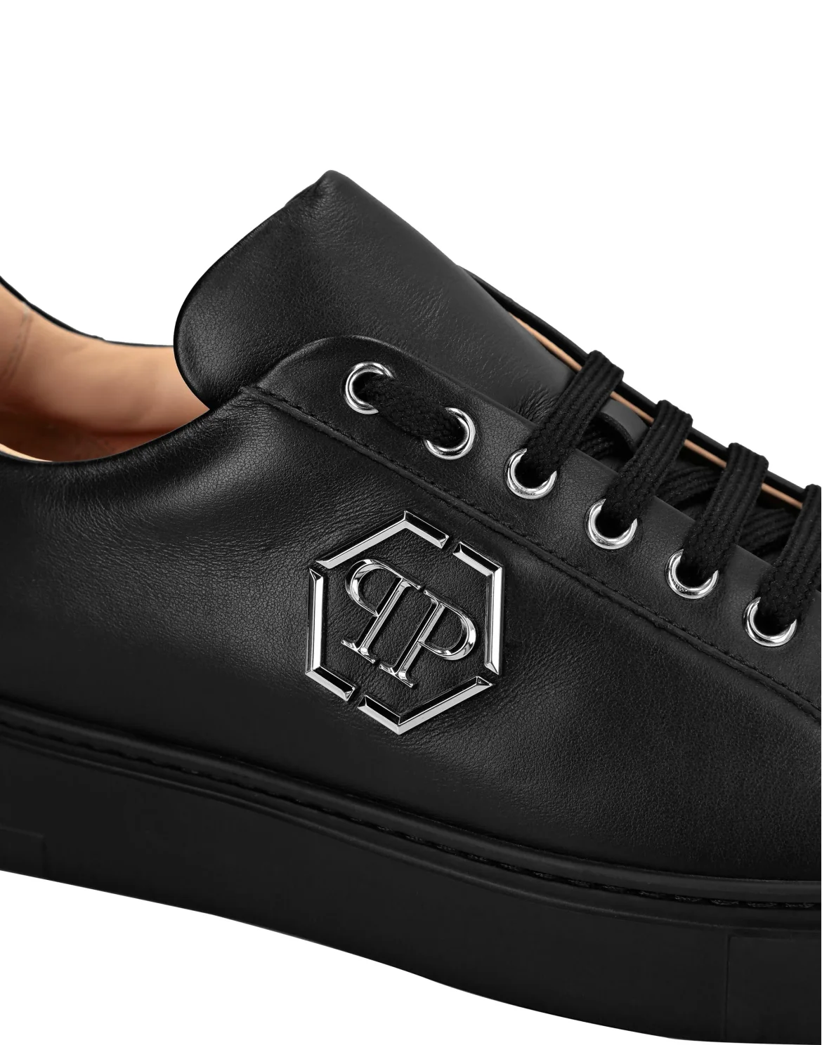 Leather Lo-Top Sneakers The Plein Original TM, цвет: Черный
