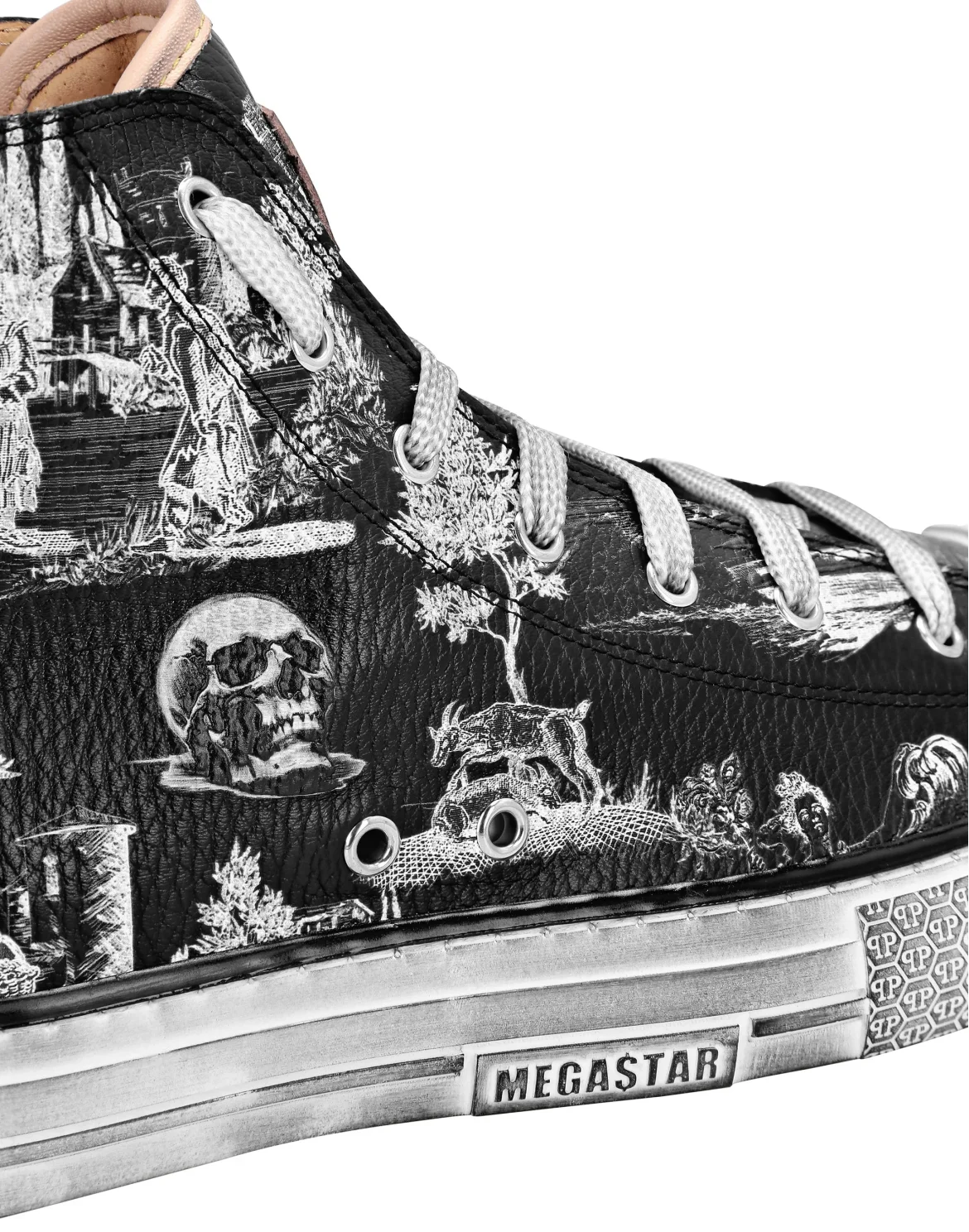 Vintage Leather Hi-Top Sneakers Megastar En PLEIN air, цвет: Черный