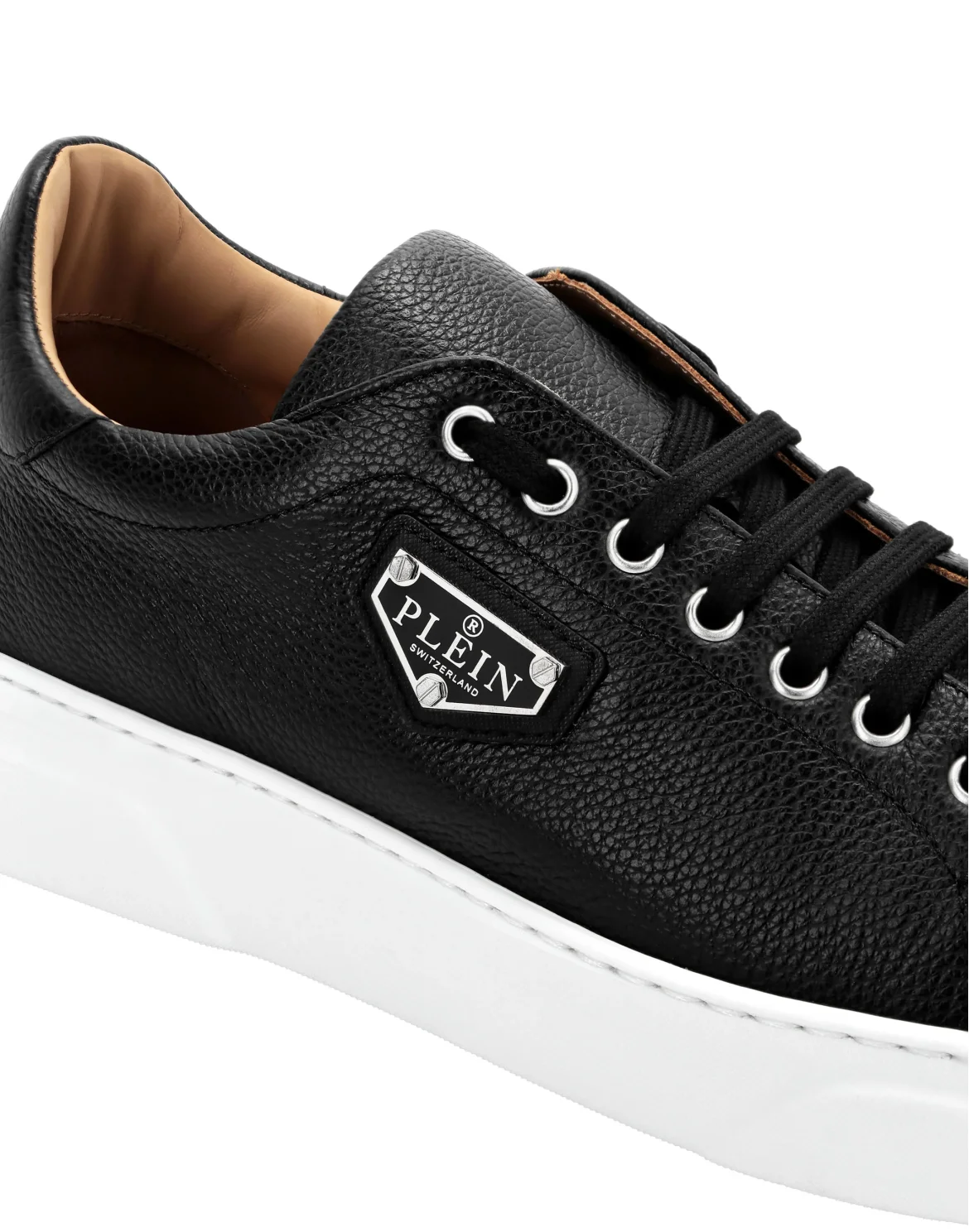 Leather Lo-Top Sneakers Iconic Plein, цвет: Черный