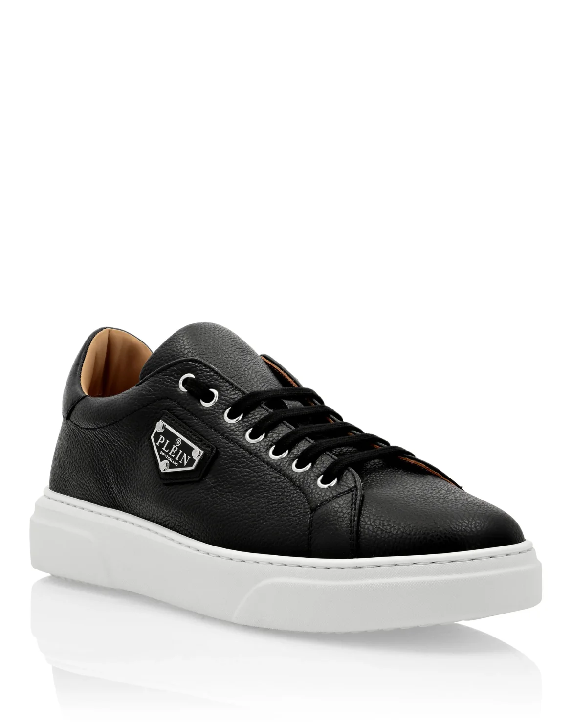Leather Lo-Top Sneakers Iconic Plein, цвет: Черный