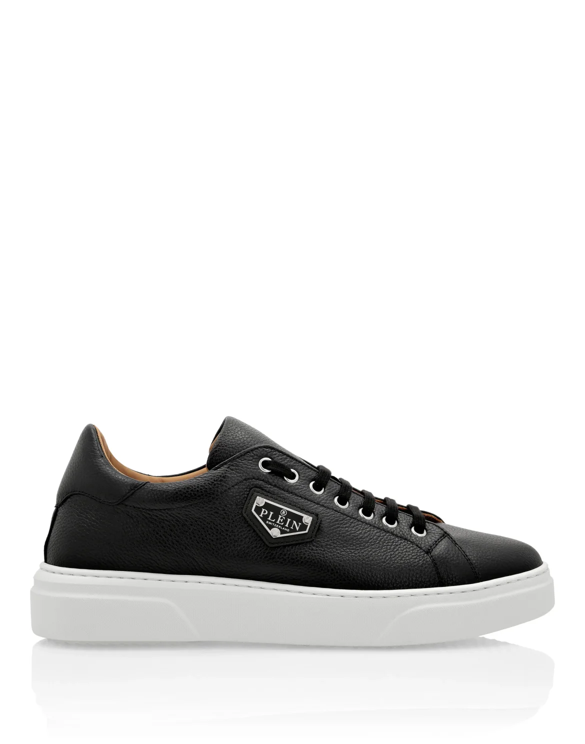 Leather Lo-Top Sneakers Iconic Plein, цвет: Черный