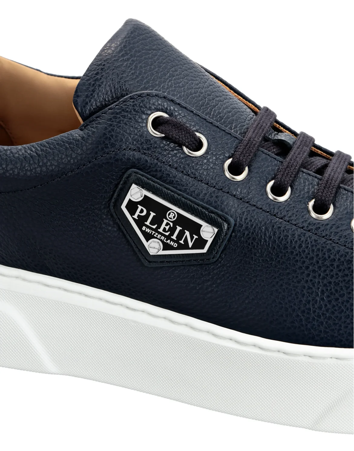 Leather Lo-Top Sneakers Iconic Plein, цвет: Синий