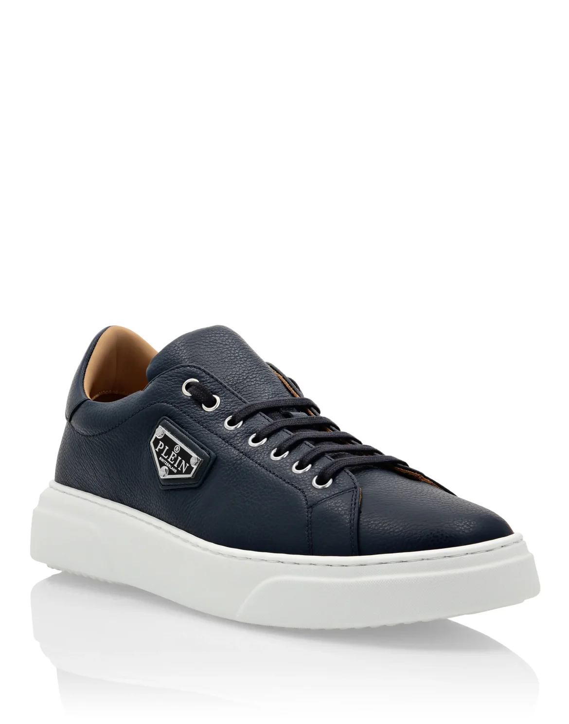 Leather Lo-Top Sneakers Iconic Plein, цвет: Синий