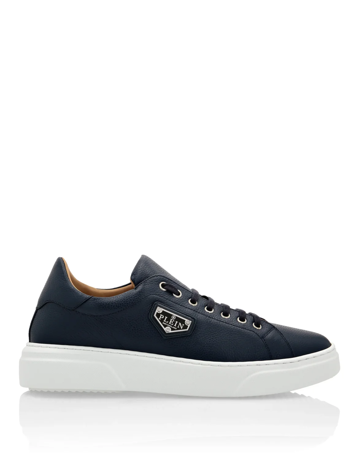 Leather Lo-Top Sneakers Iconic Plein, цвет: Синий