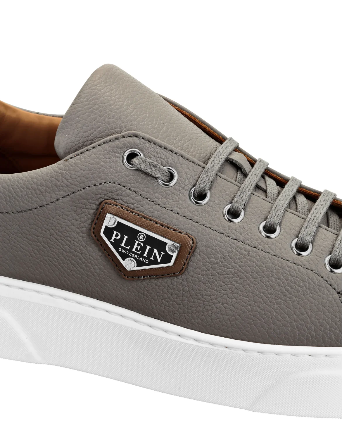 Leather Lo-Top Sneakers Iconic Plein, цвет: Серый