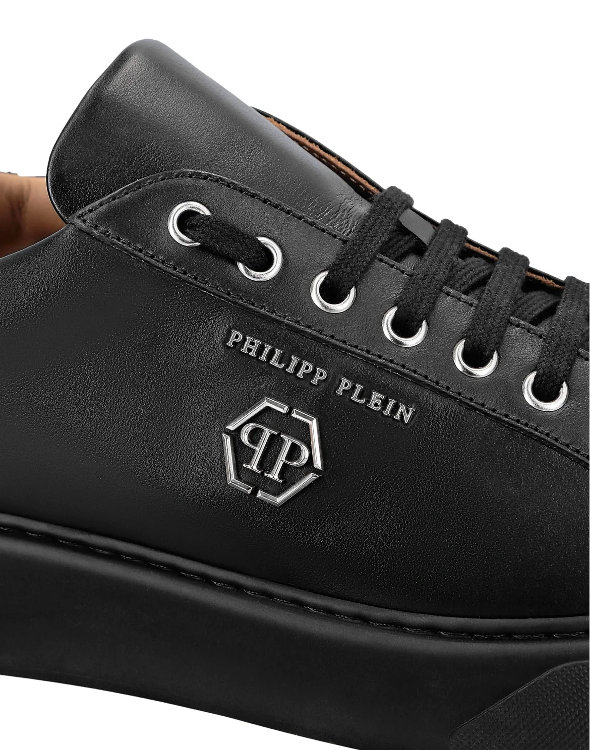 Leather Lo-Top Sneakers Hexagon, цвет: Черный