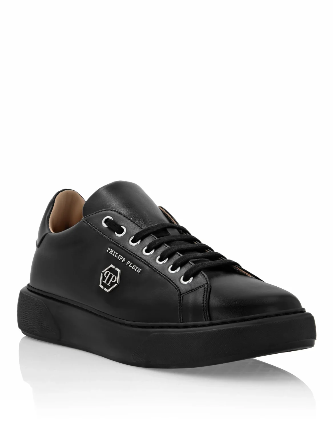 Leather Lo-Top Sneakers Hexagon, цвет: Черный