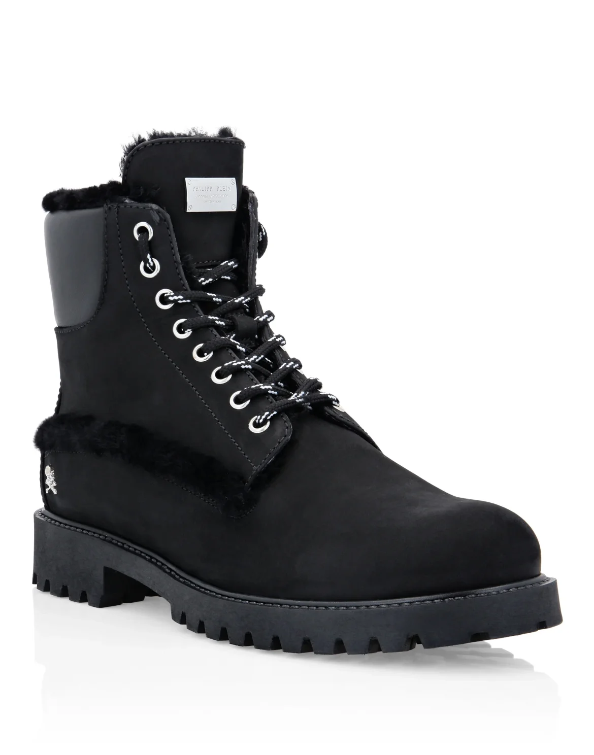 Leather Boots with shearling inside Iconic Plein, цвет: Черный