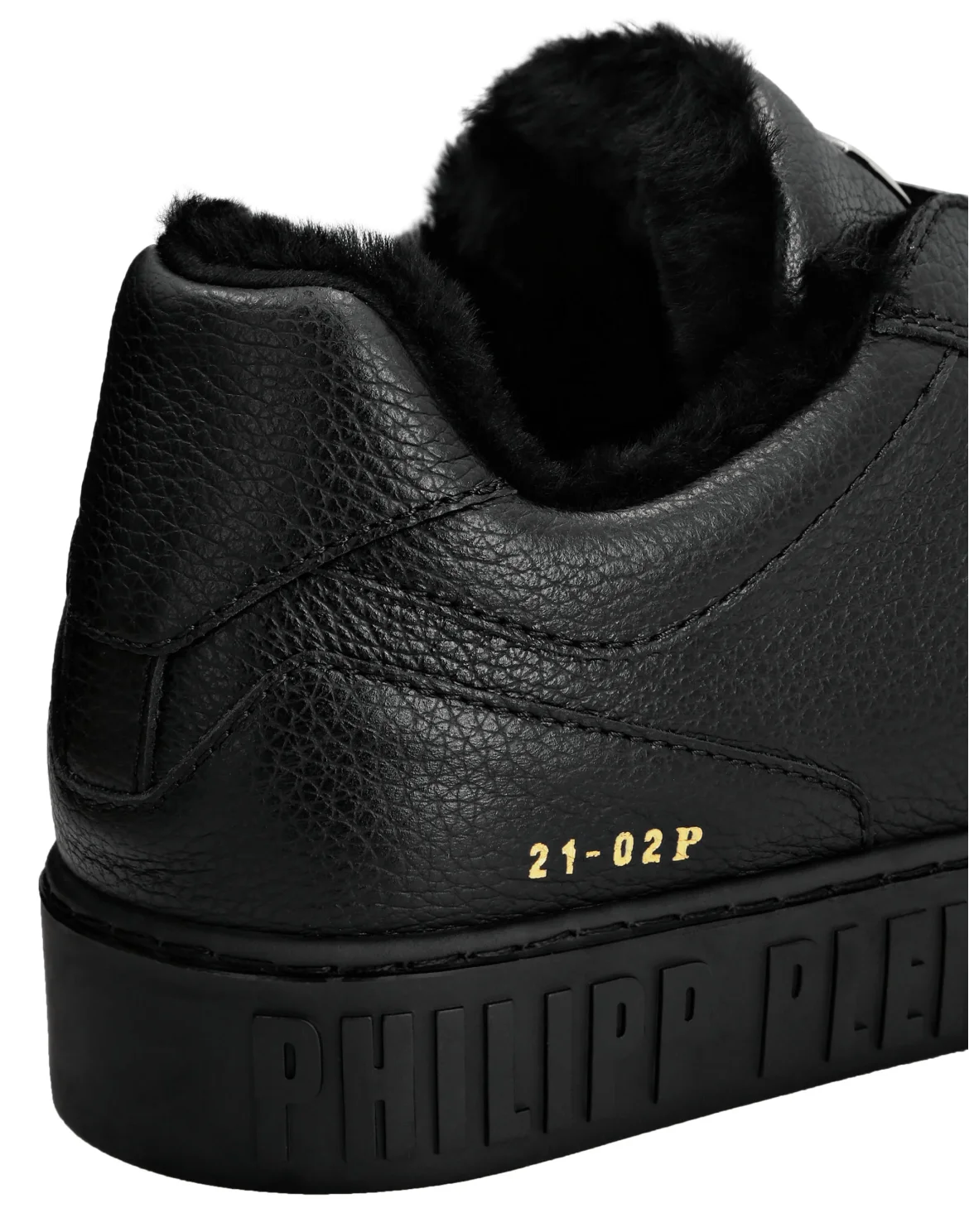 Leather Lo-Top Sneakers Shearling lining King Power, цвет: Черный