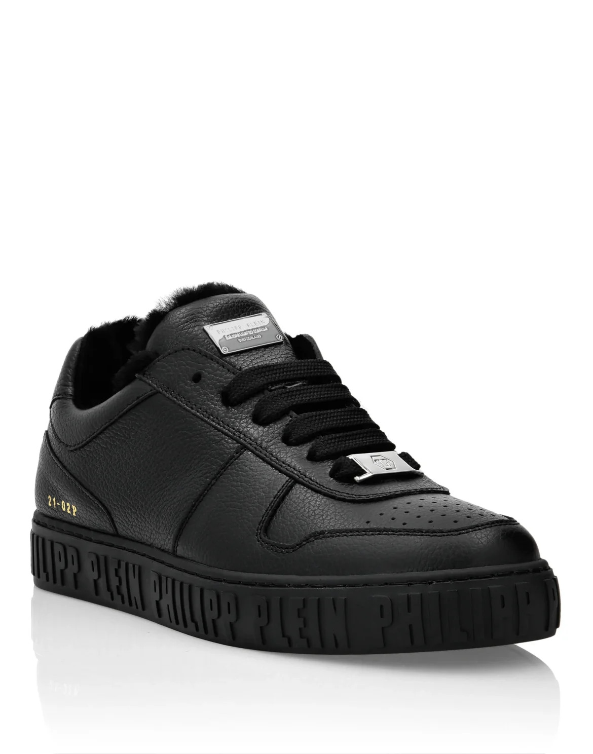 Leather Lo-Top Sneakers Shearling lining King Power, цвет: Черный