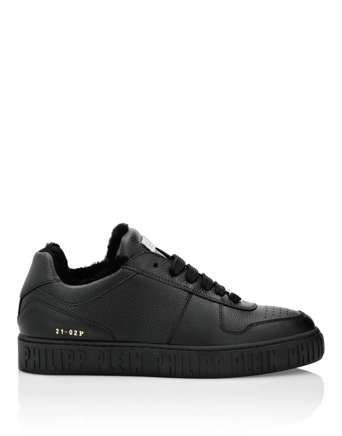 Leather Lo-Top Sneakers Shearling lining King Power, цвет: Черный