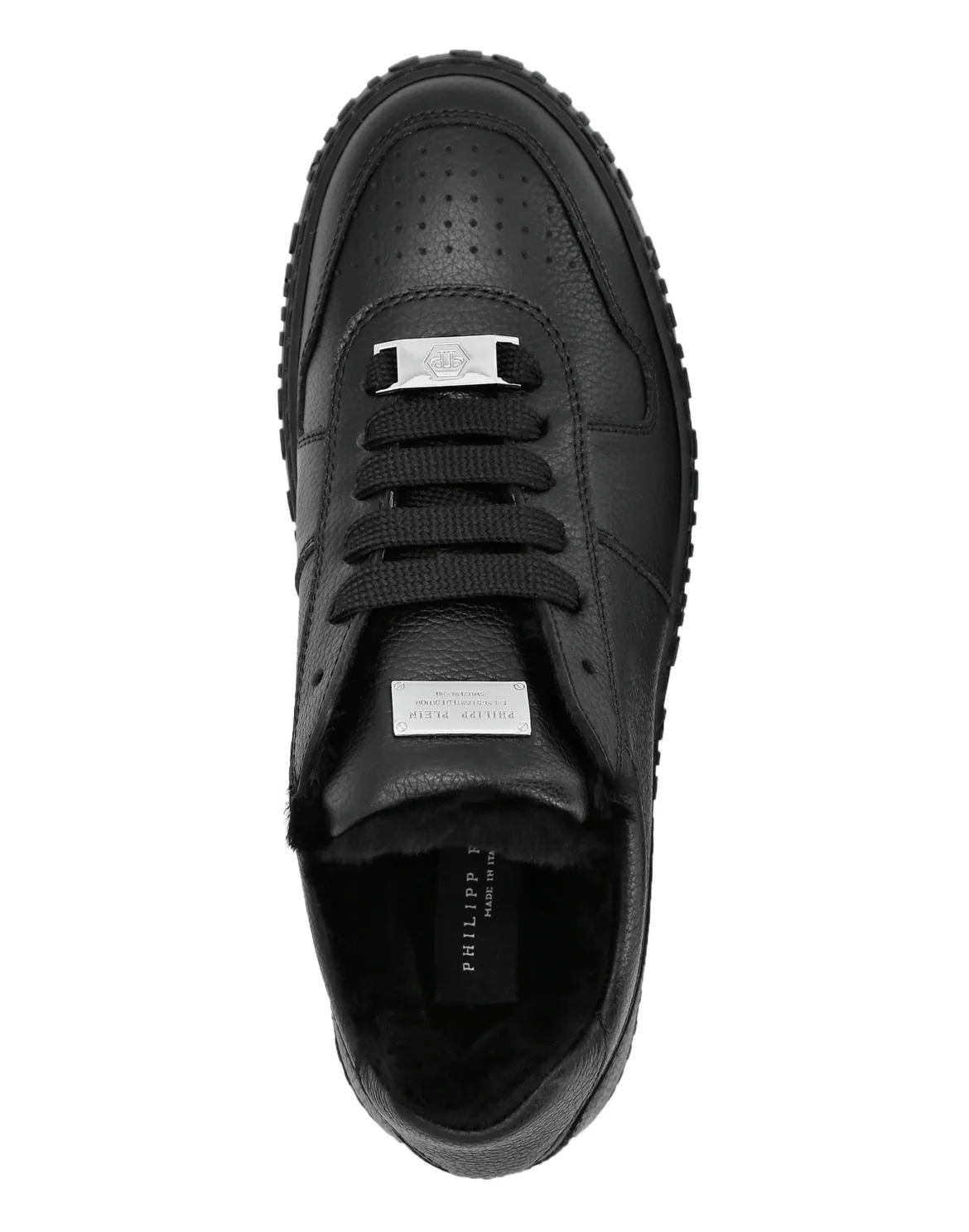 Leather Lo-Top Sneakers Shearling lining King Power, цвет: Черный