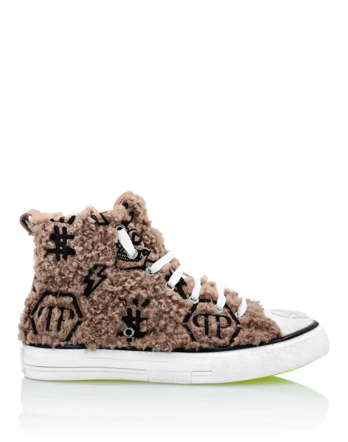 Hi-Top Sneakers Embroidery Monogram Megastar, цвет: Бежевый