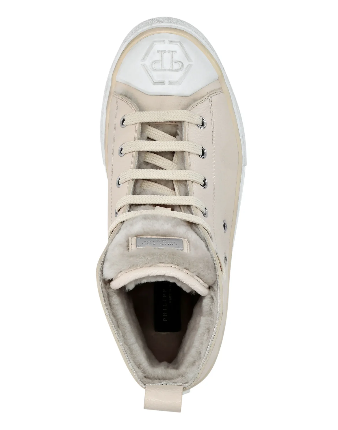 Leather Hi-Top Sneakers shearling lining Megastar, цвет: Бежевый