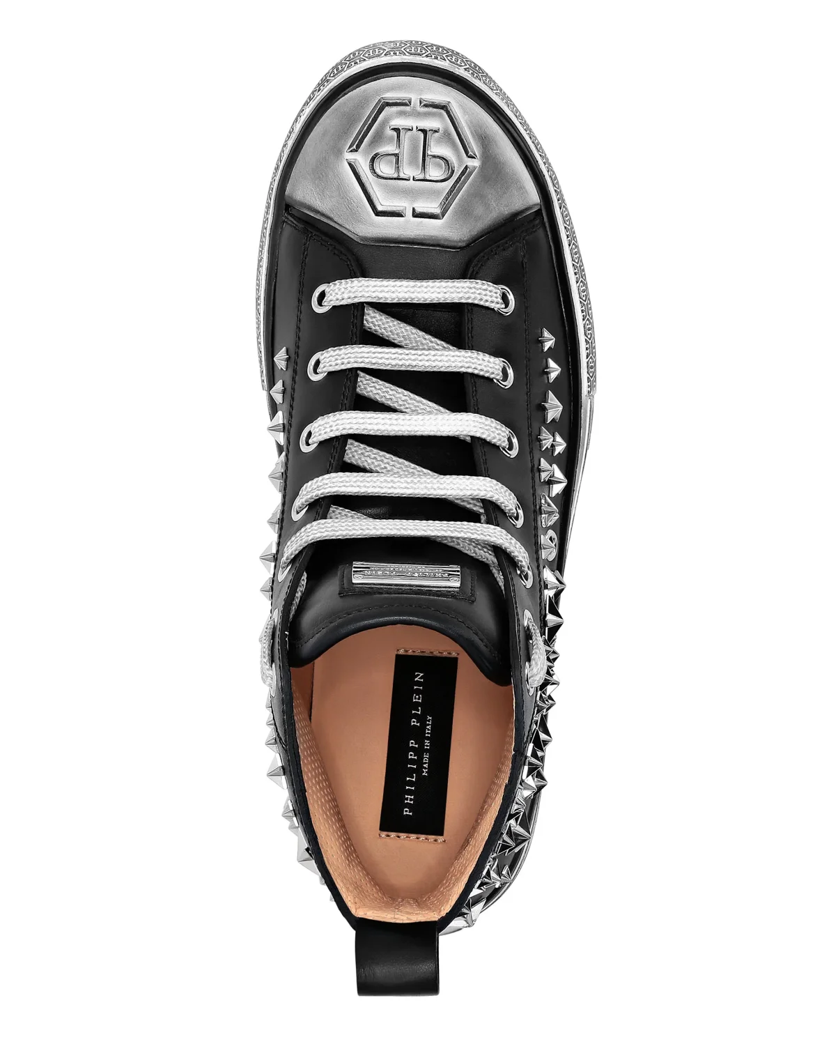 Leather Hi-Top Sneakers Studs stars Megastar, цвет: Черный