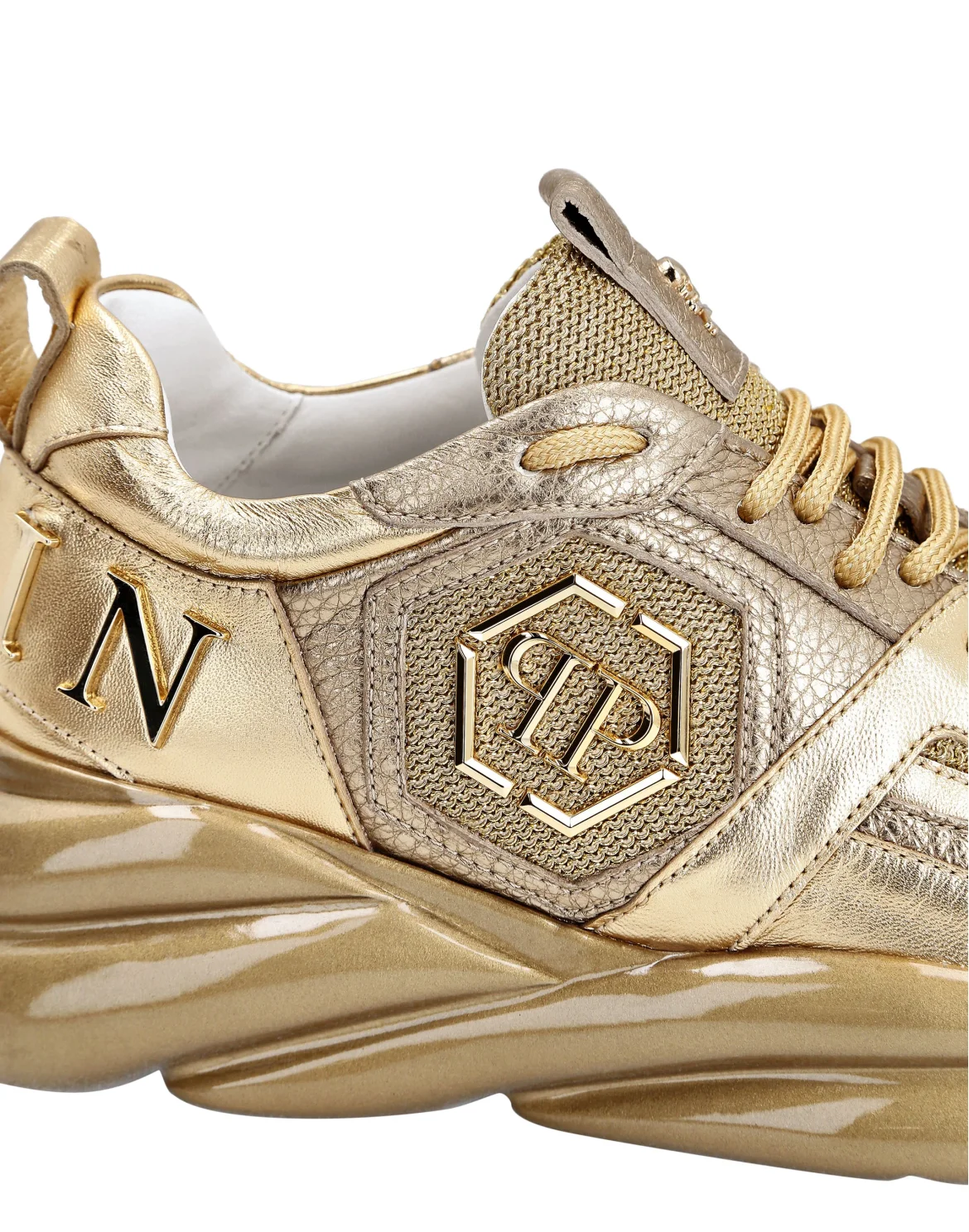 Runner mix materials Iconic Plein Plein Hurricane, цвет: Золотой