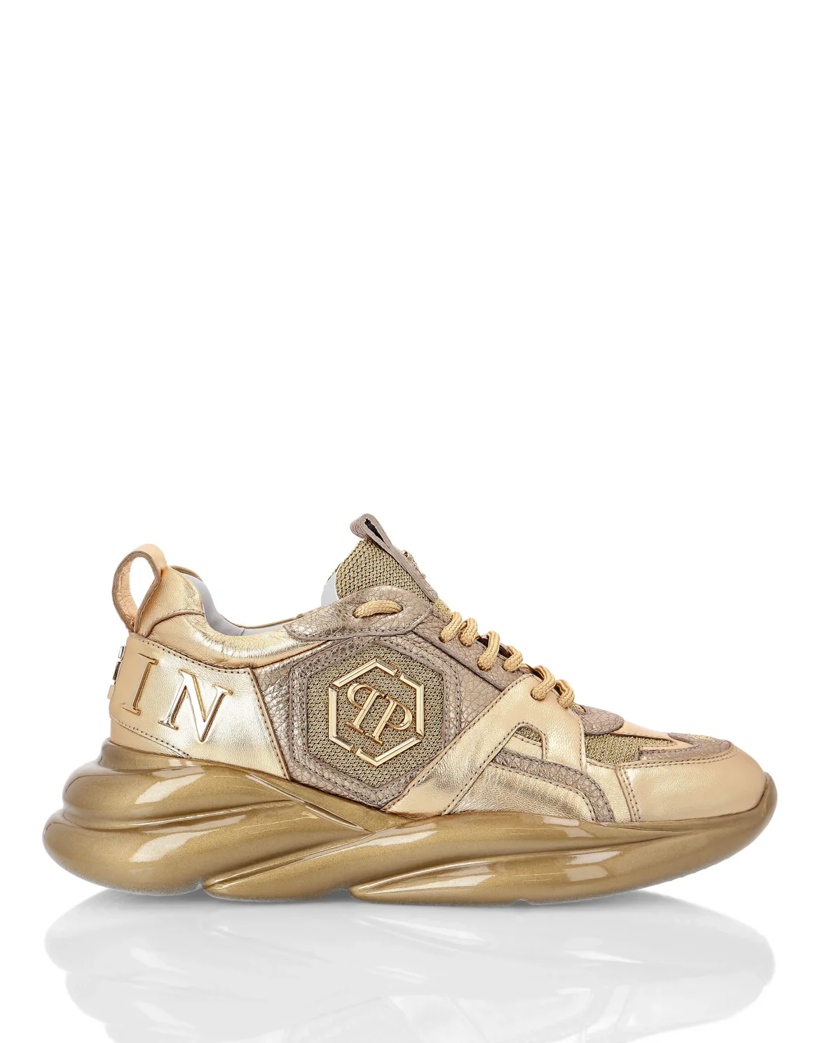 Runner mix materials Iconic Plein Plein Hurricane, цвет: Золотой