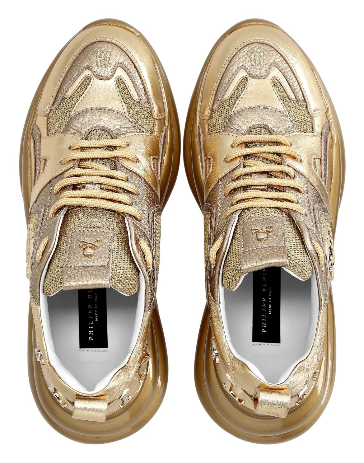 Runner mix materials Iconic Plein Plein Hurricane, цвет: Золотой