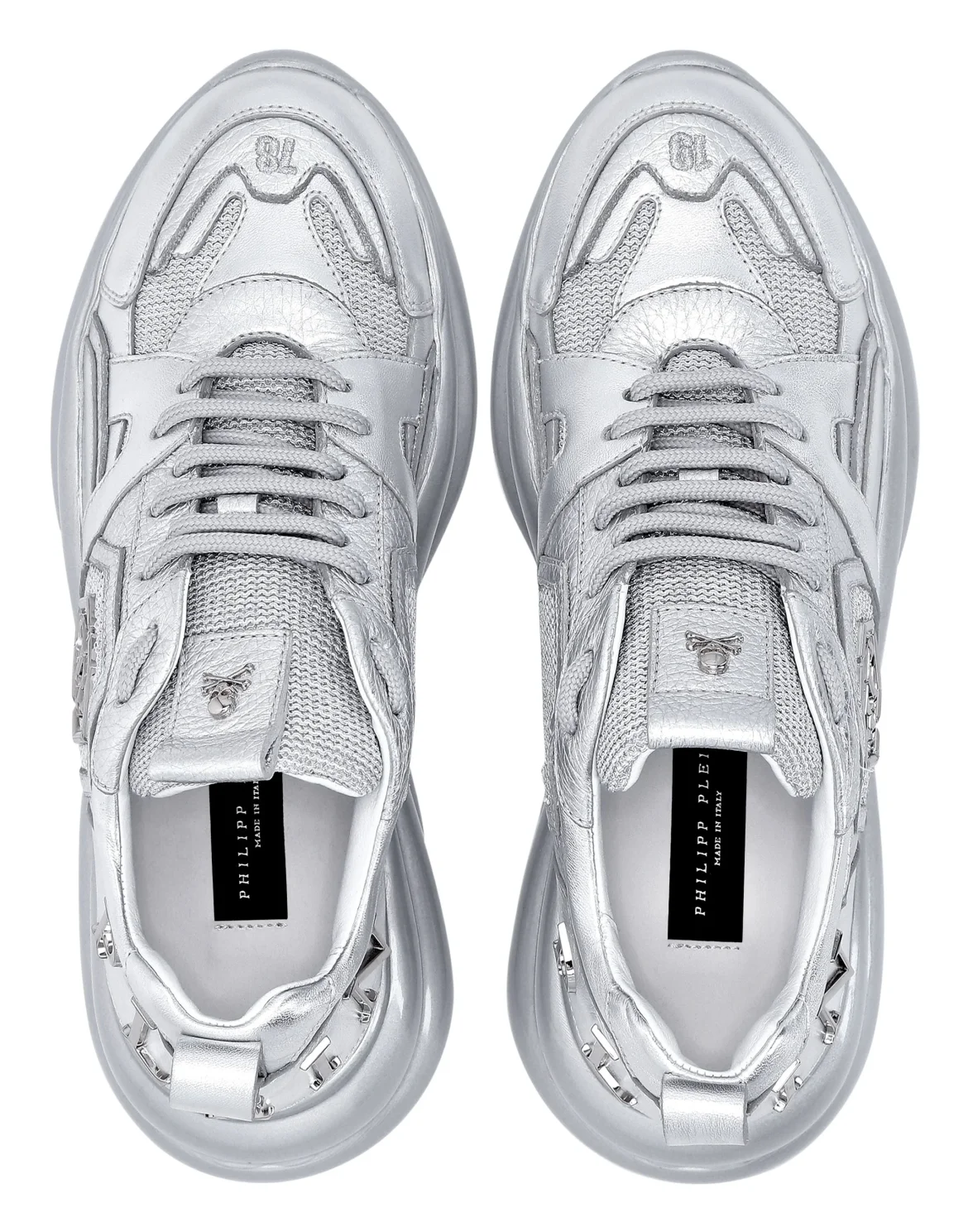 Runner mix materials Iconic Plein Plein Hurricane, цвет: Серебристый