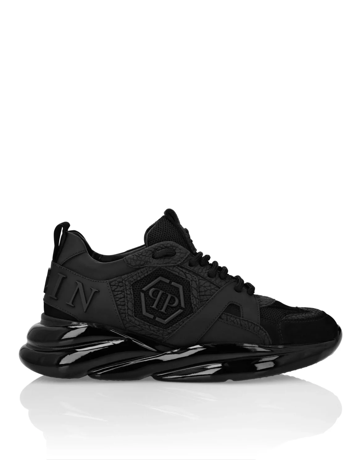 Runner mix materials Iconic Plein Plein Hurricane, цвет: Черный