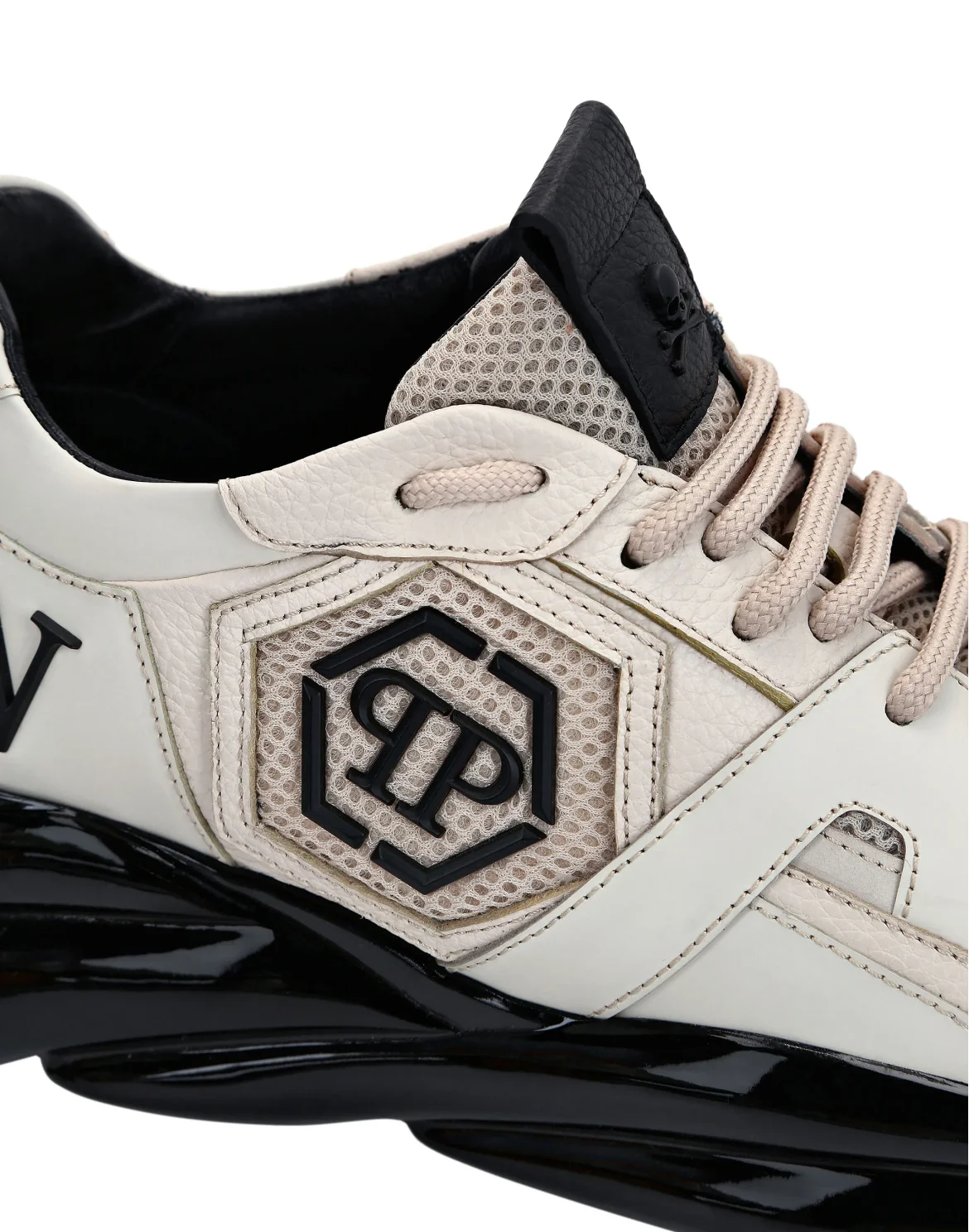 Runner mix materials Iconic Plein Plein Hurricane, цвет: Бежевый