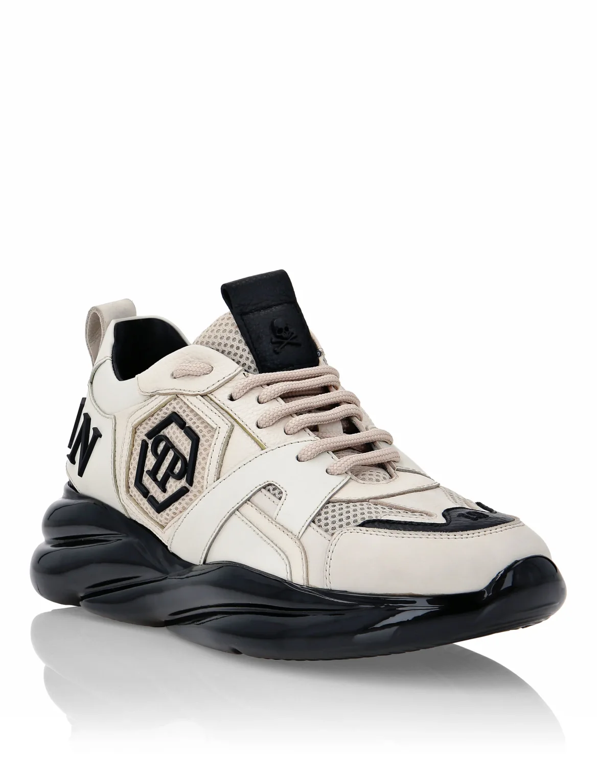 Runner mix materials Iconic Plein Plein Hurricane, цвет: Бежевый