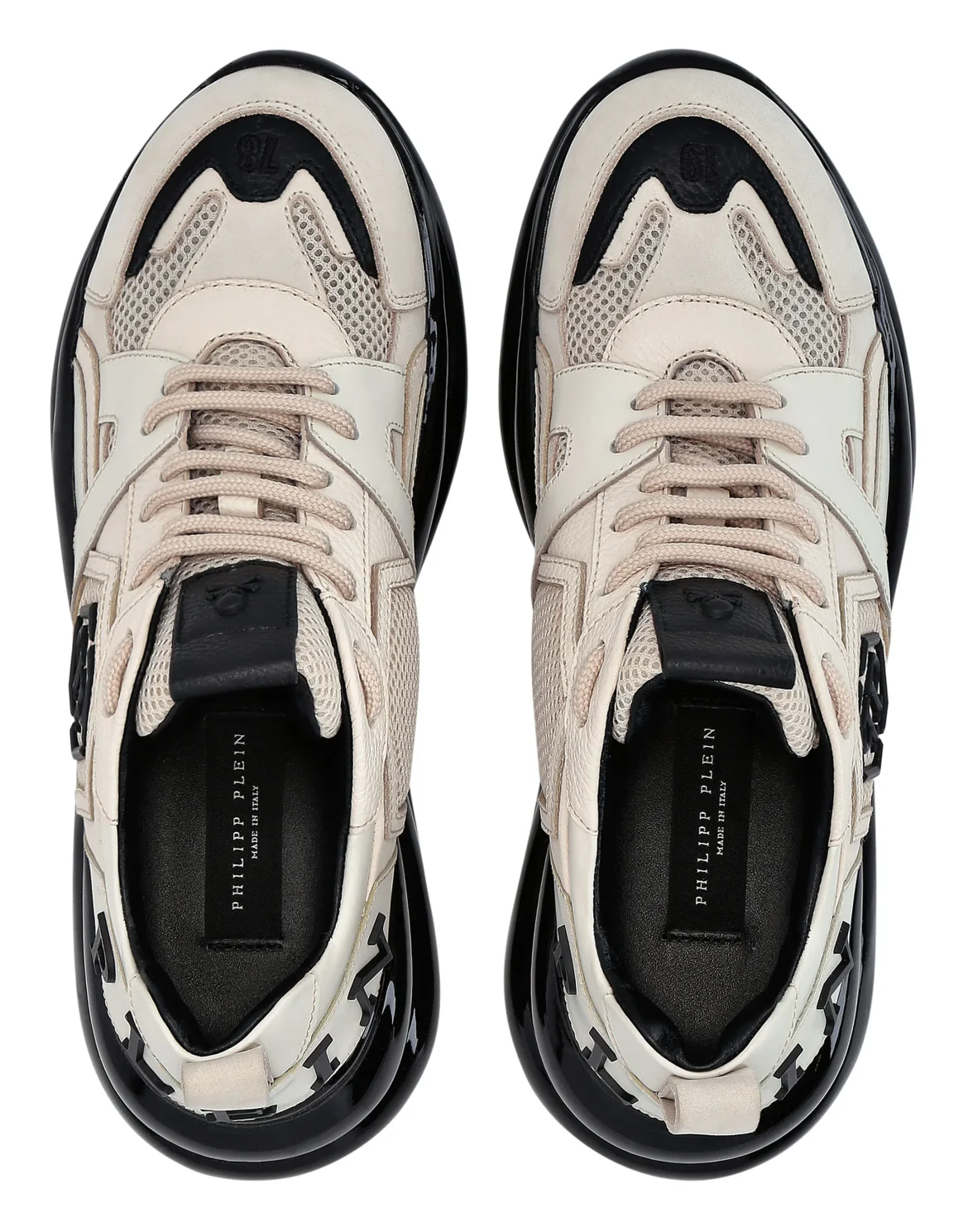 Runner mix materials Iconic Plein Plein Hurricane, цвет: Бежевый