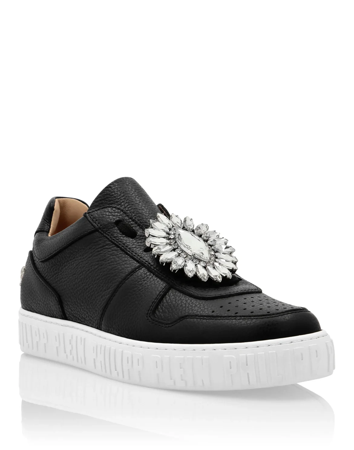 Leather Lo-Top Sneakers Brooches King Power, цвет: Черный