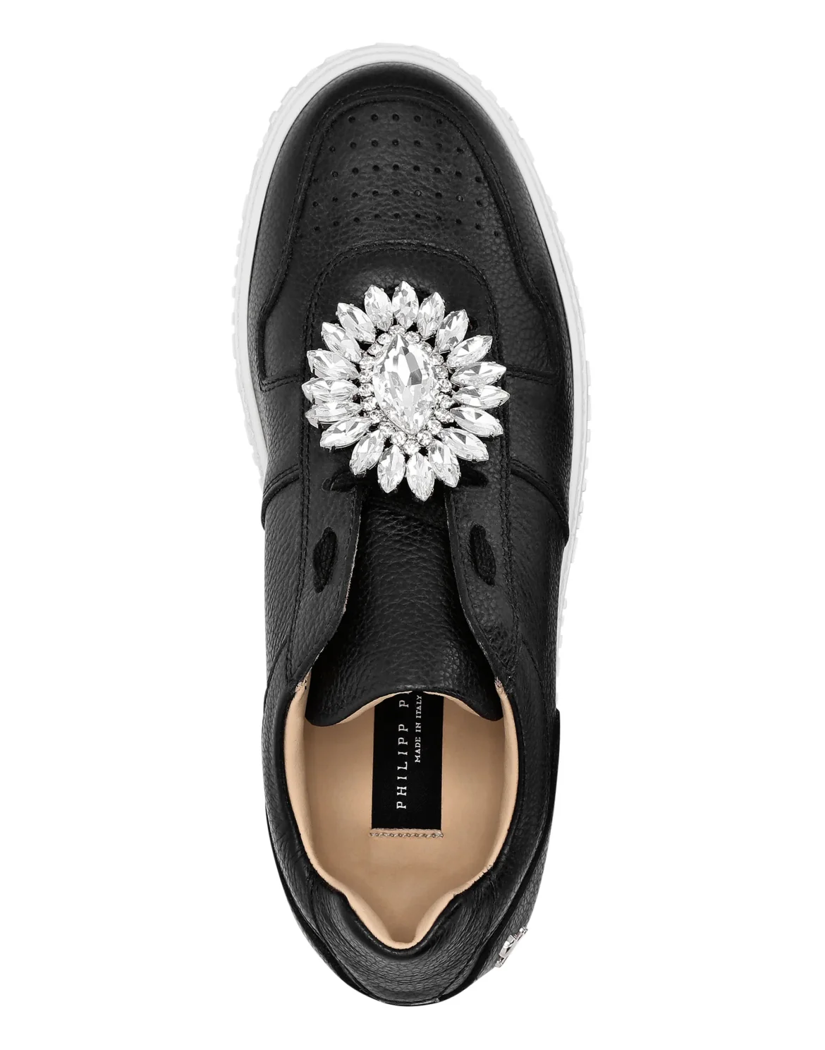 Leather Lo-Top Sneakers Brooches King Power, цвет: Черный