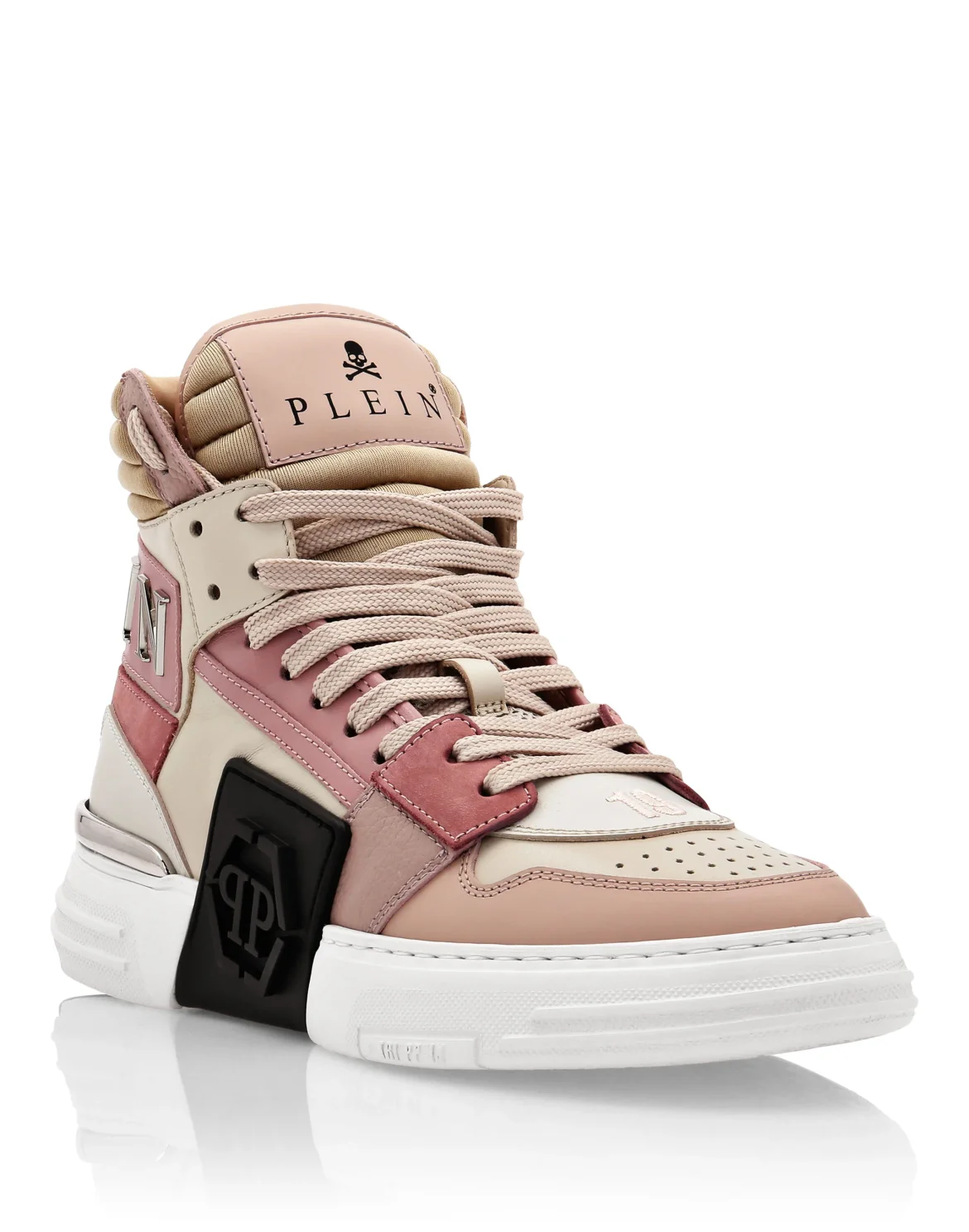 Leather Hi-Top Sneakers Mix Leather Hexagon, цвет: Розовый