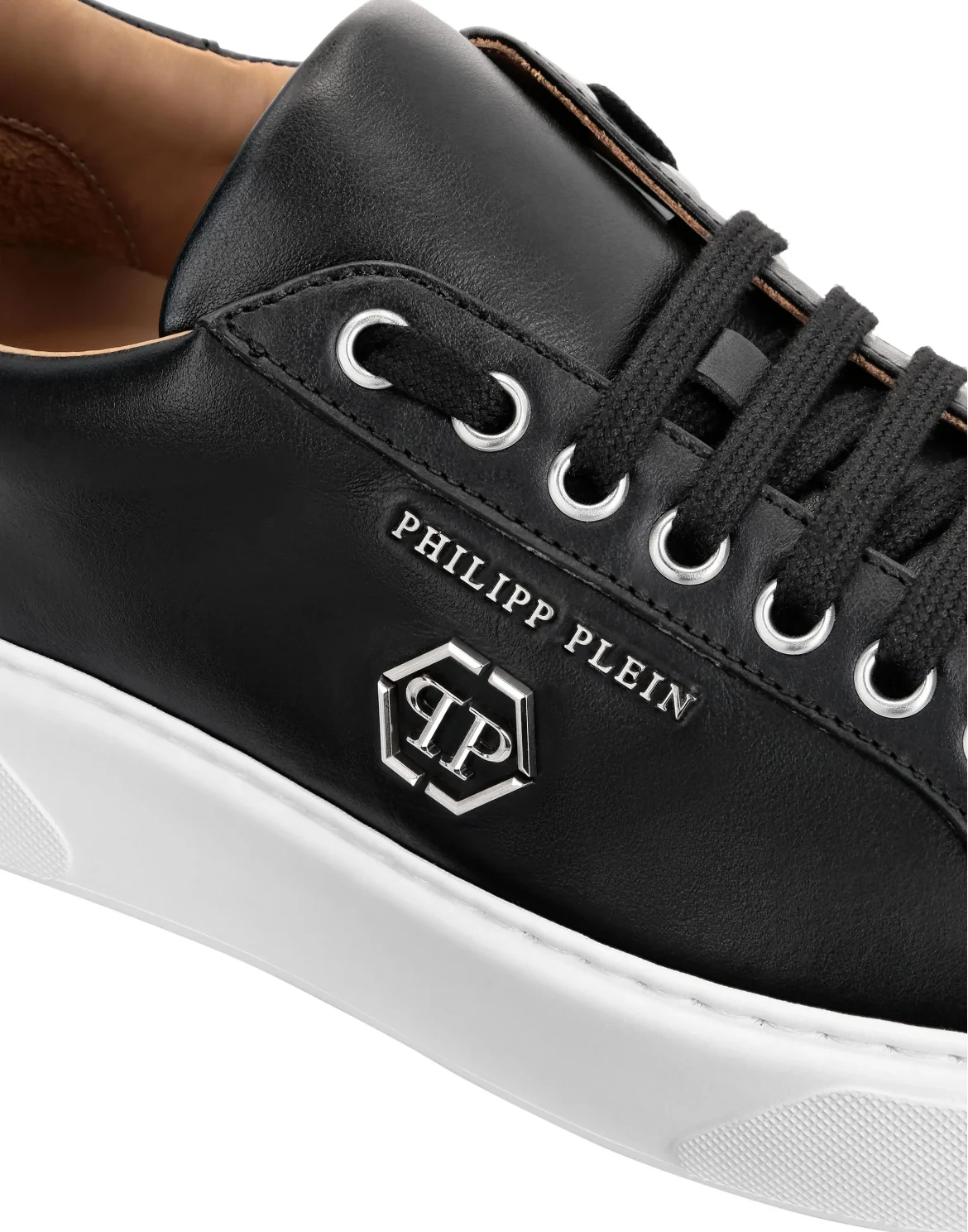 Leather Lo-Top Sneakers Hexagon, цвет: Черный