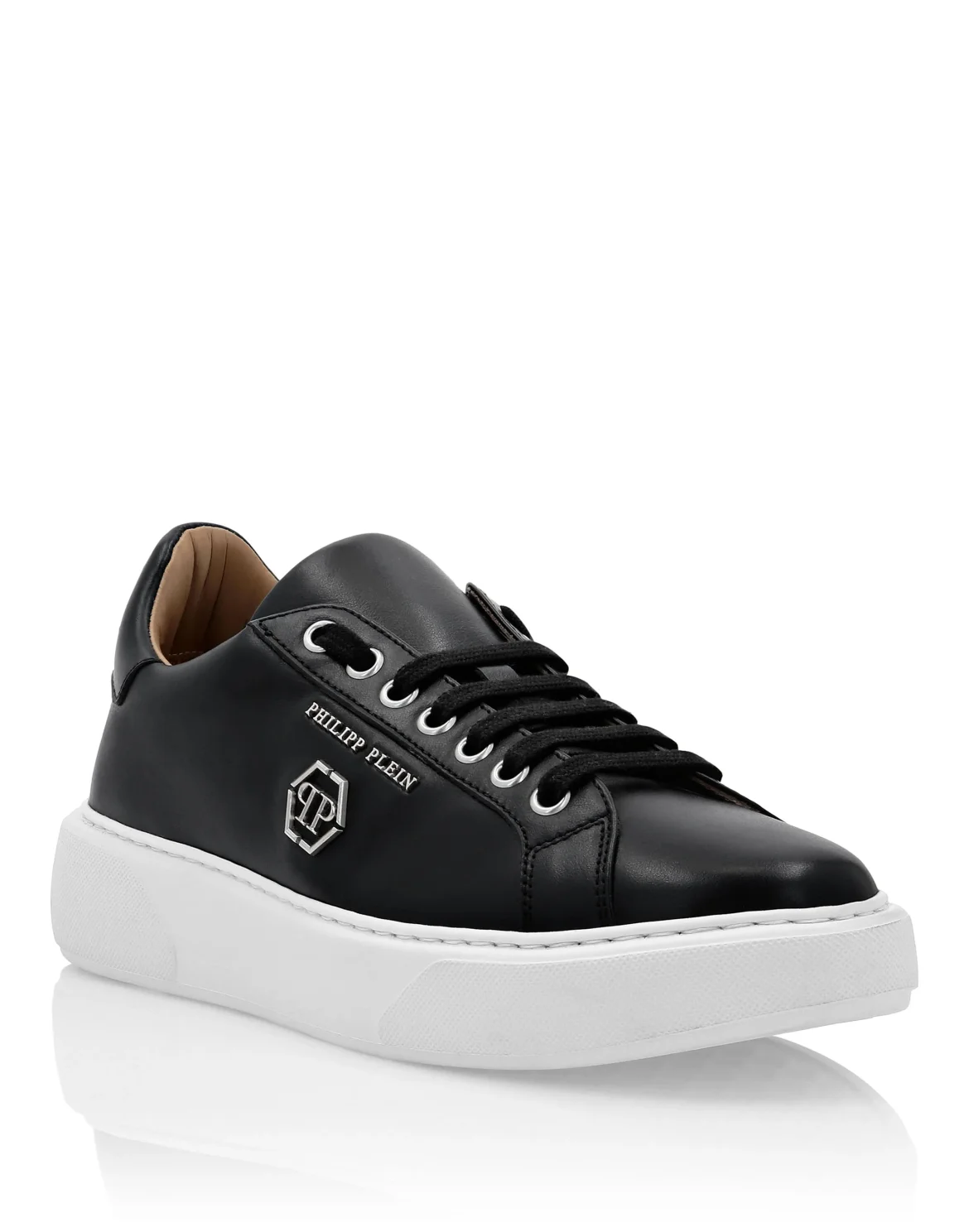 Leather Lo-Top Sneakers Hexagon, цвет: Черный