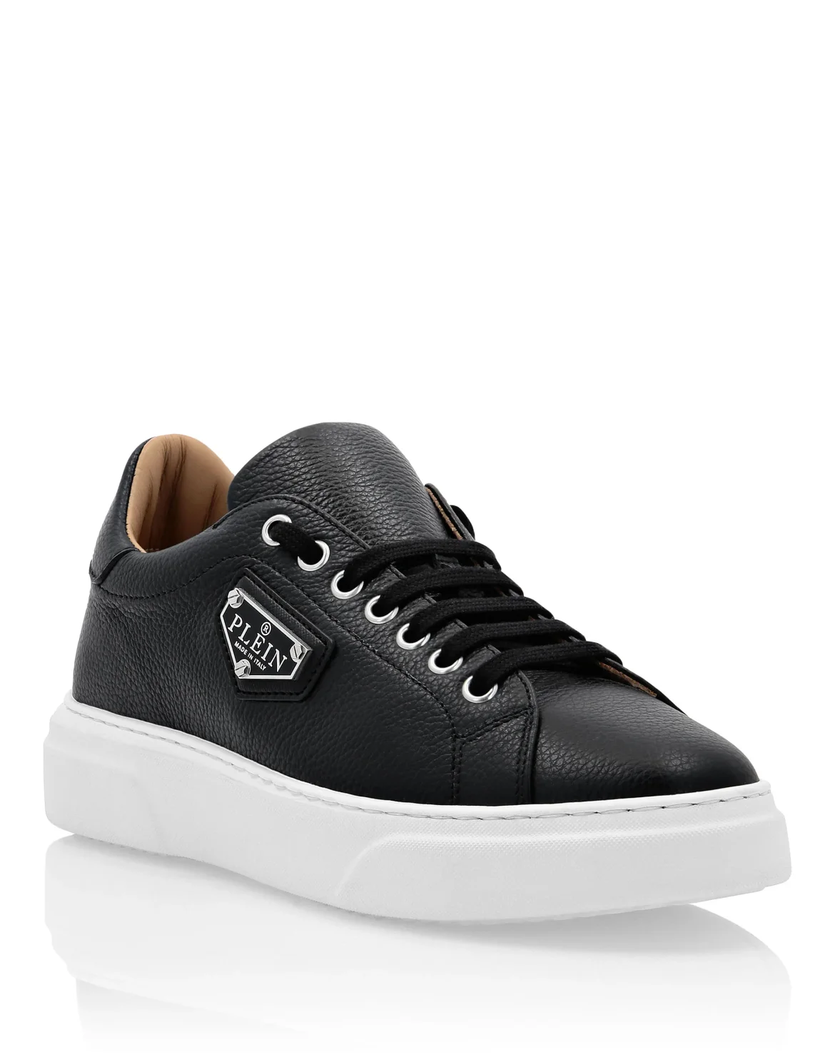 Leather Lo-Top Sneakers Iconic Plein, цвет: Черный