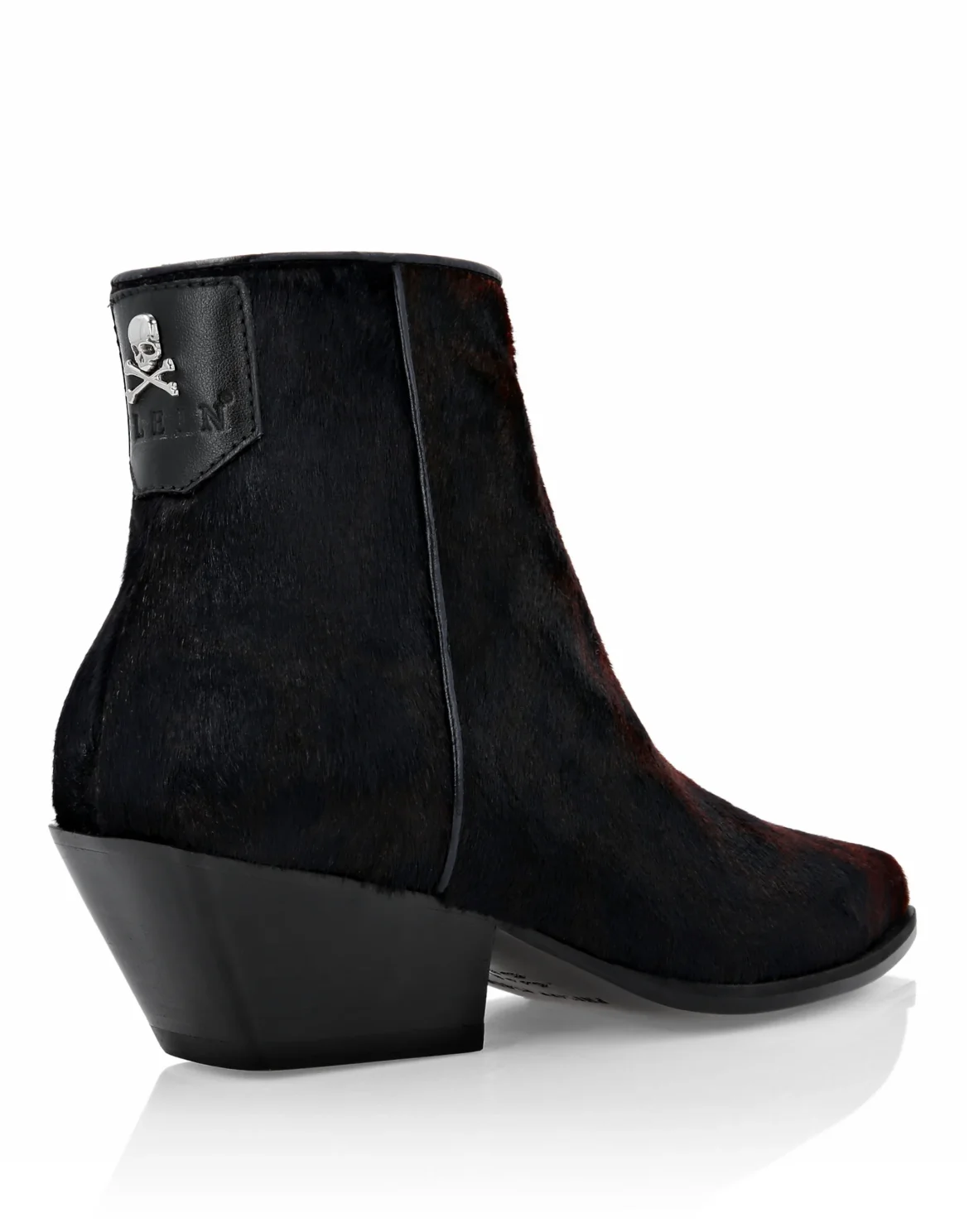 Leather pony Boots Low Flat Leopard, цвет: Черный