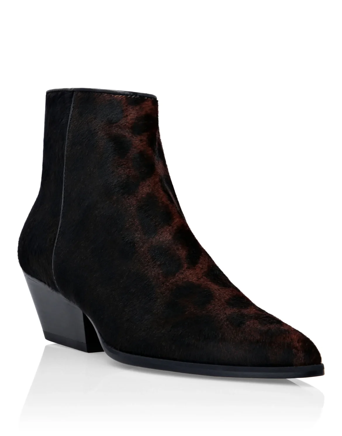 Leather pony Boots Low Flat Leopard, цвет: Черный