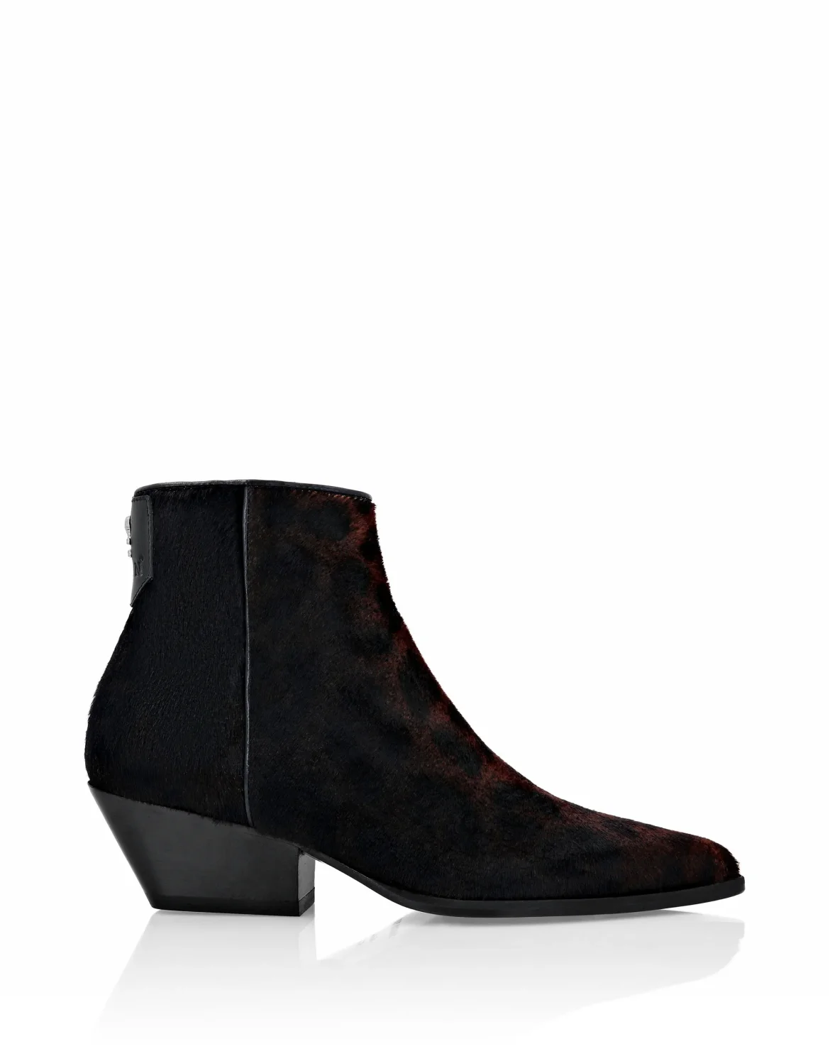 Leather pony Boots Low Flat Leopard, цвет: Черный