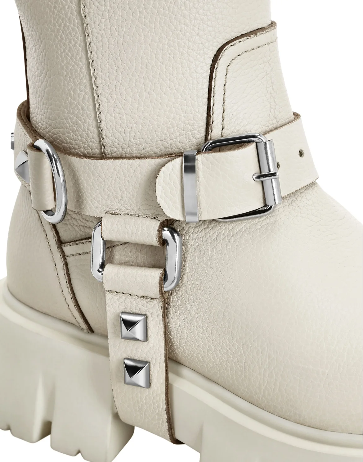 Leather Biker Boots  Studs, цвет: Бежевый